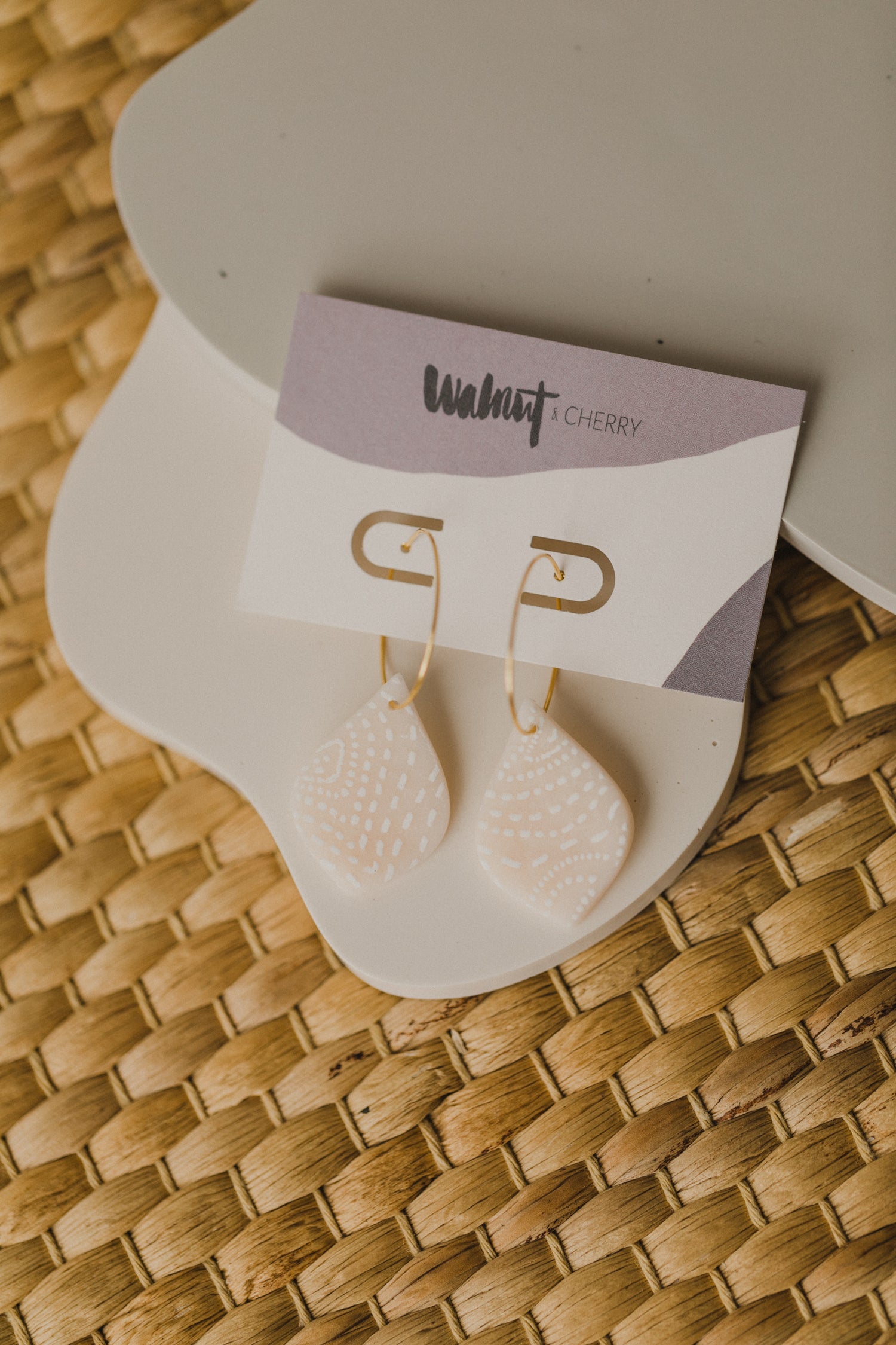 round polymer clay earrings with brass pendant circle