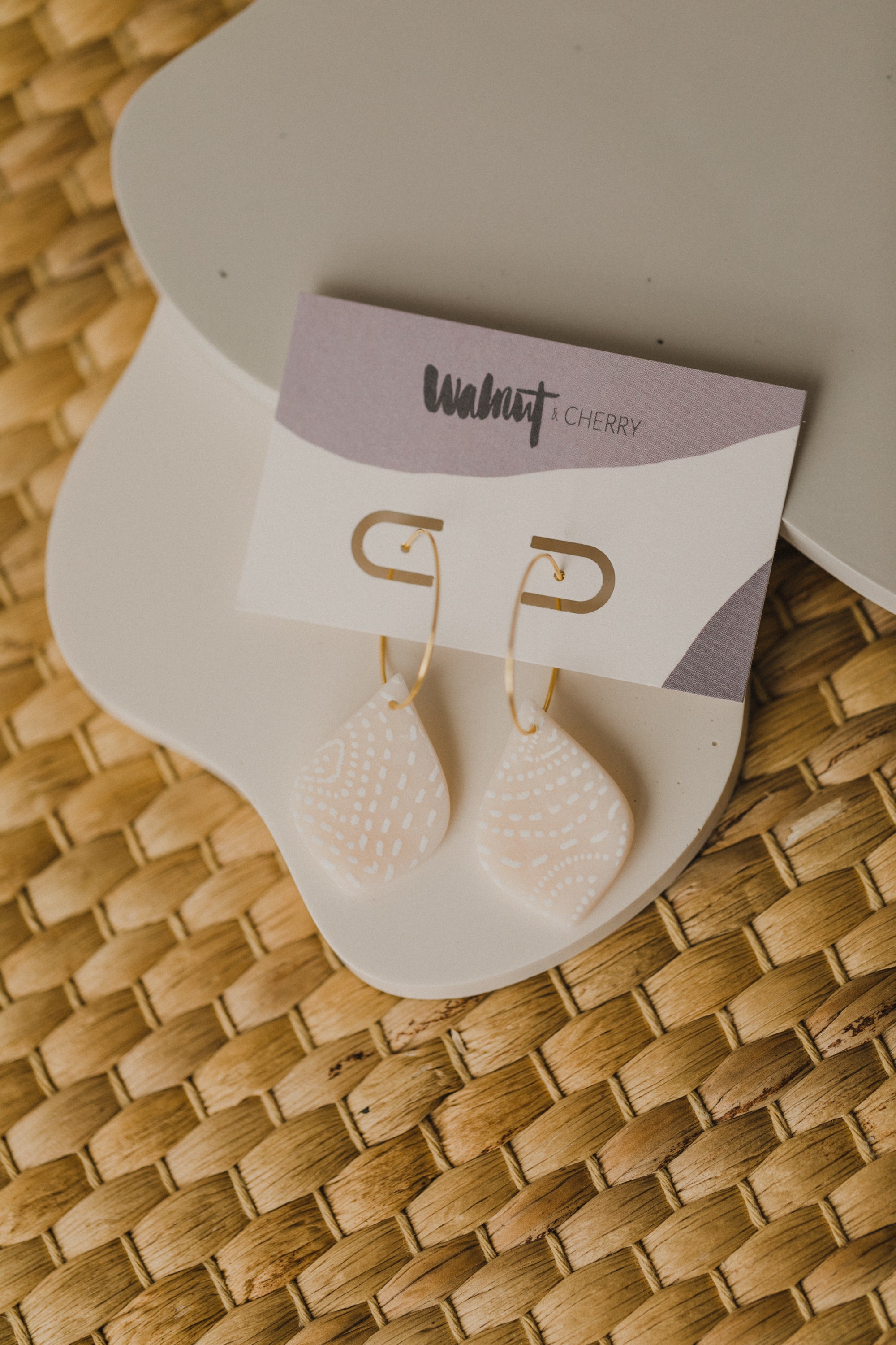 round polymer clay earrings with brass pendant circle