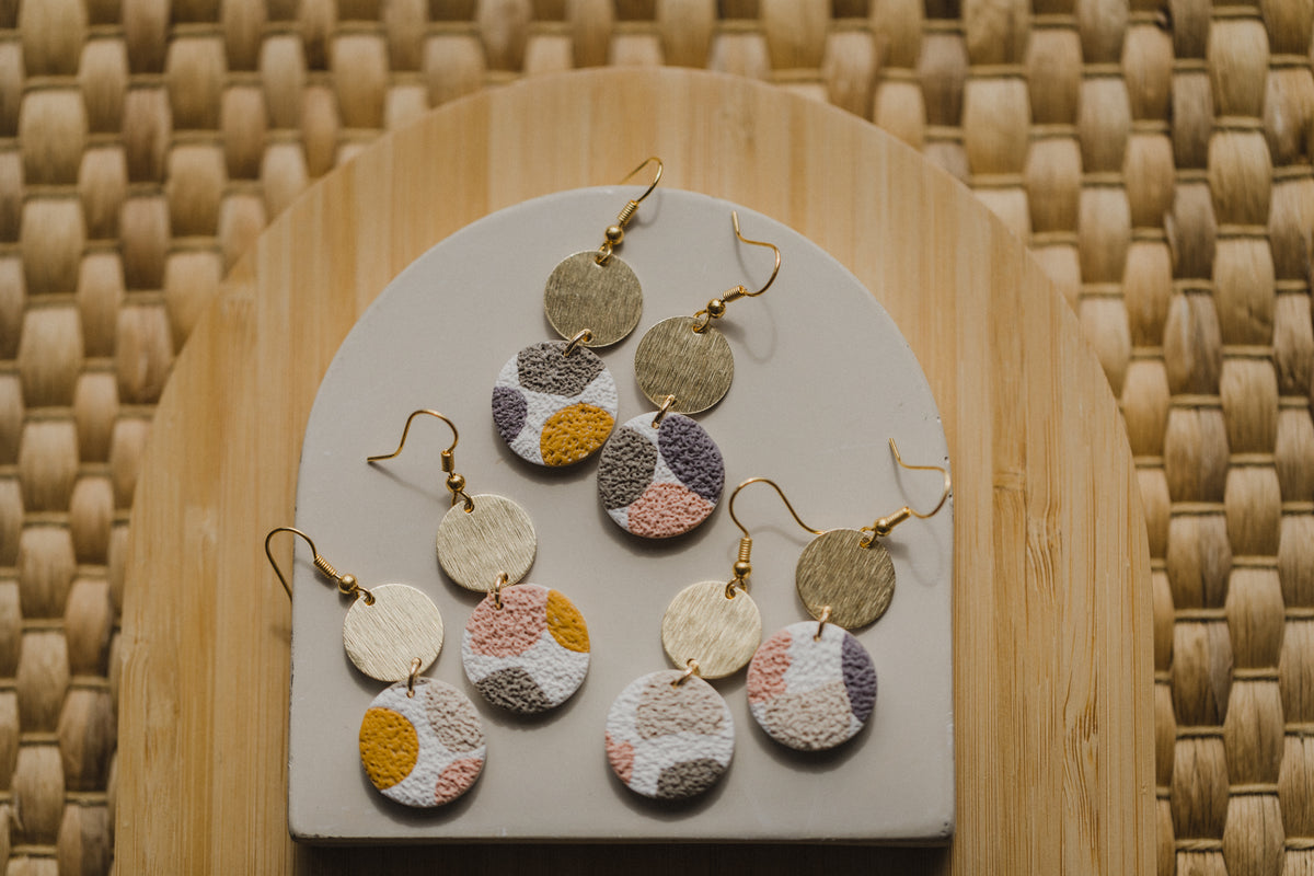 Bunte Terrazzo Ohrringe aus Polymer Ton
