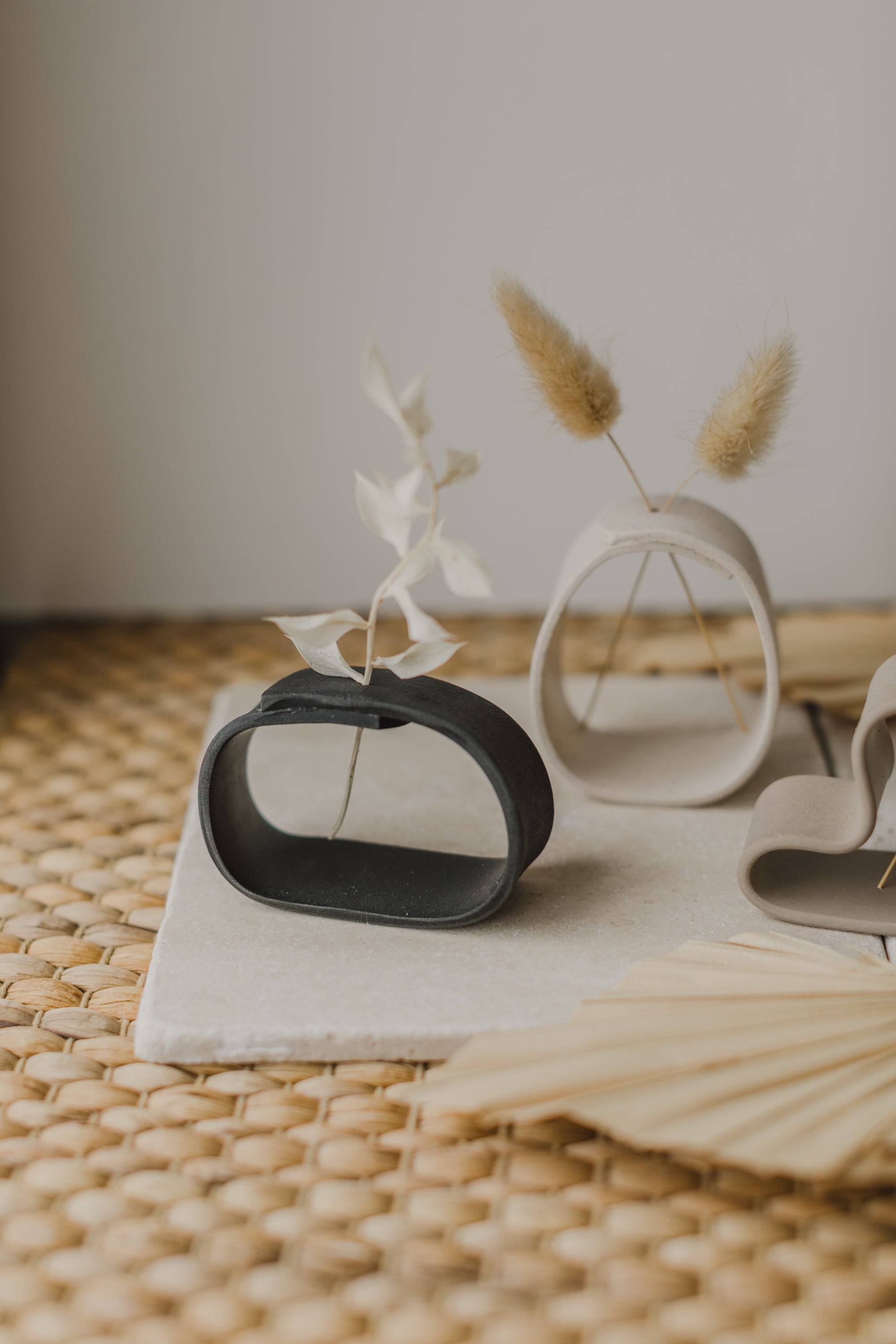 Polymer Clay Vase, Black