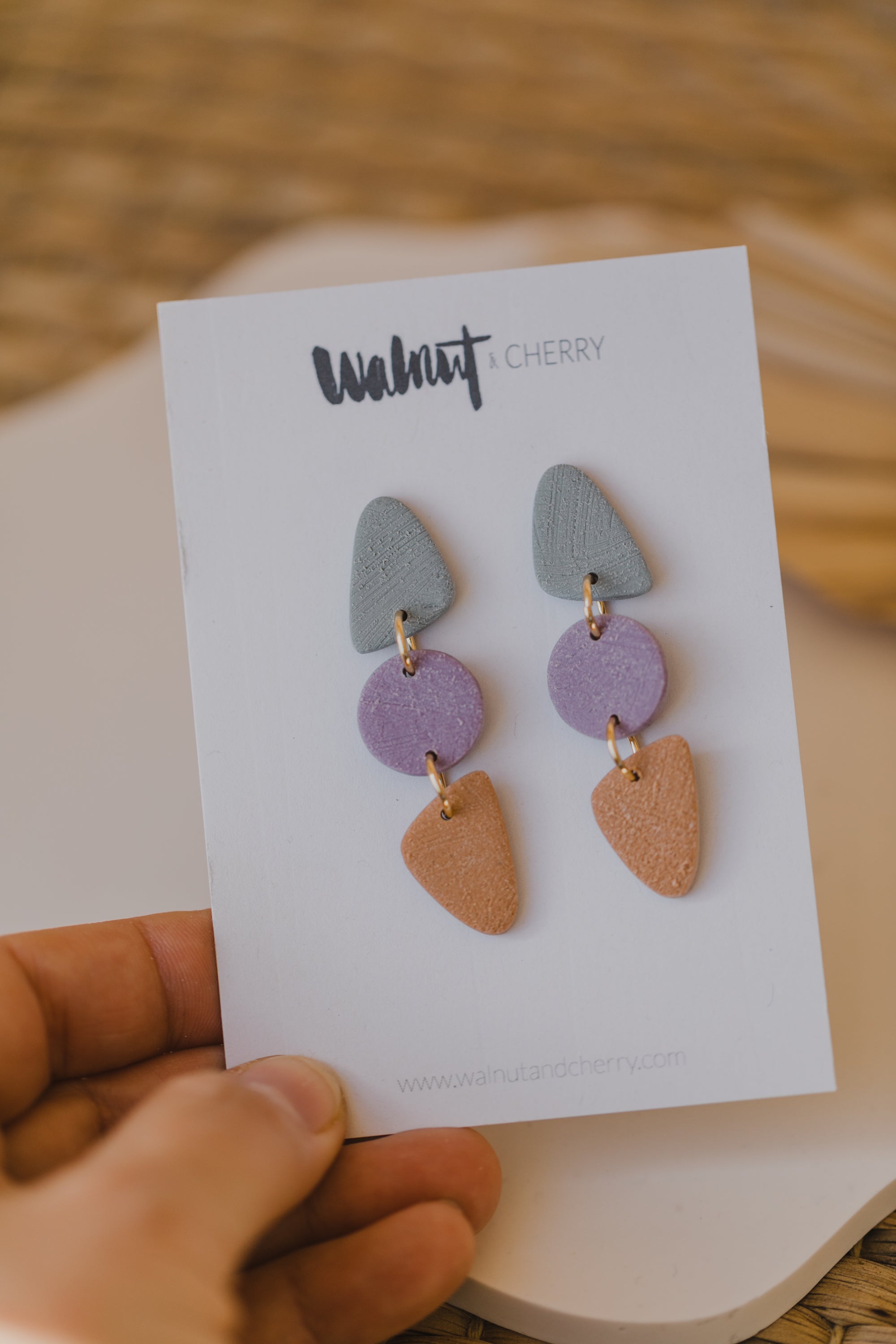 round earrings made of polymer clay in autumn colors