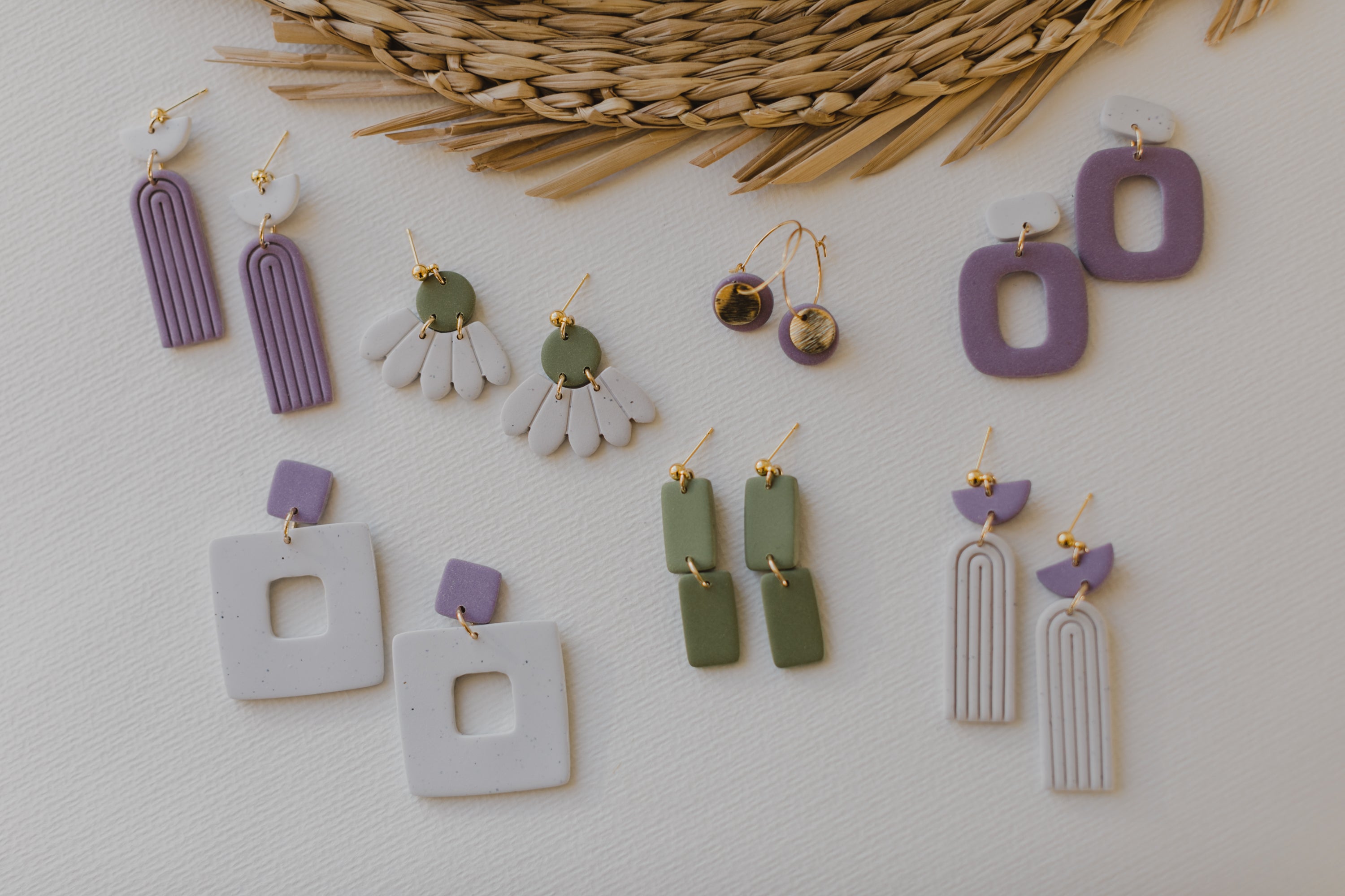 große Polymer Ton Ohrringe in Bogenform in Frühlingsfarben