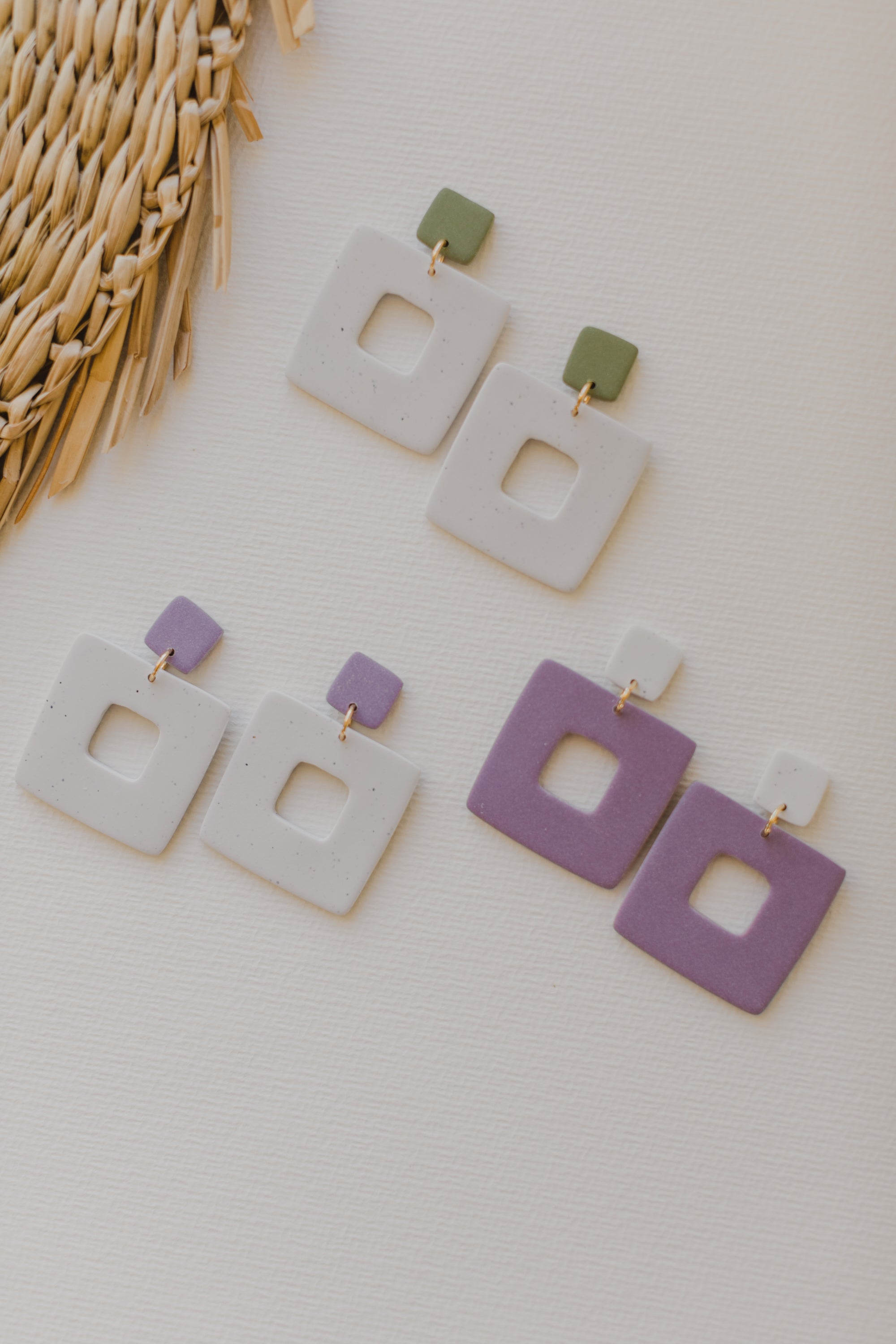 organic large earrings made of polymer clay