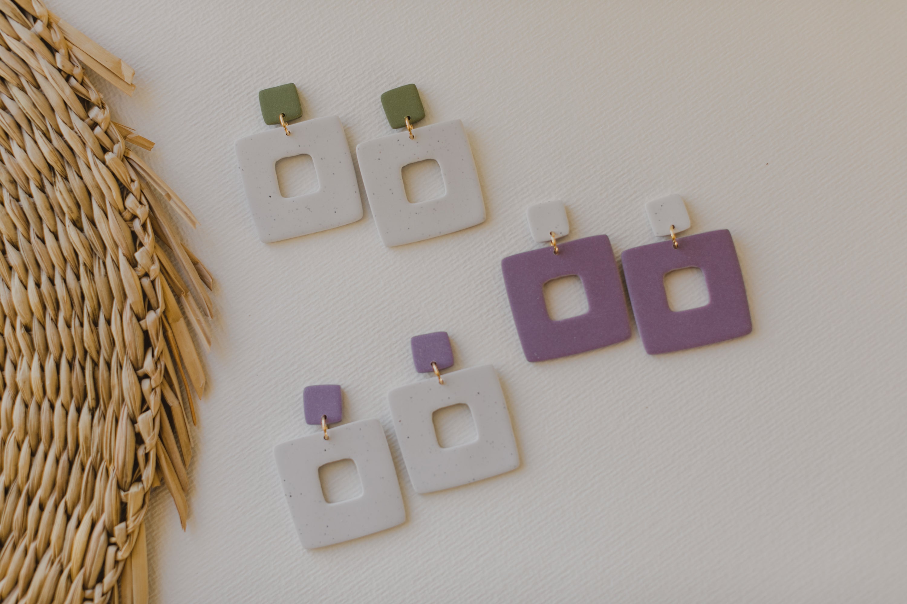 organic large earrings made of polymer clay