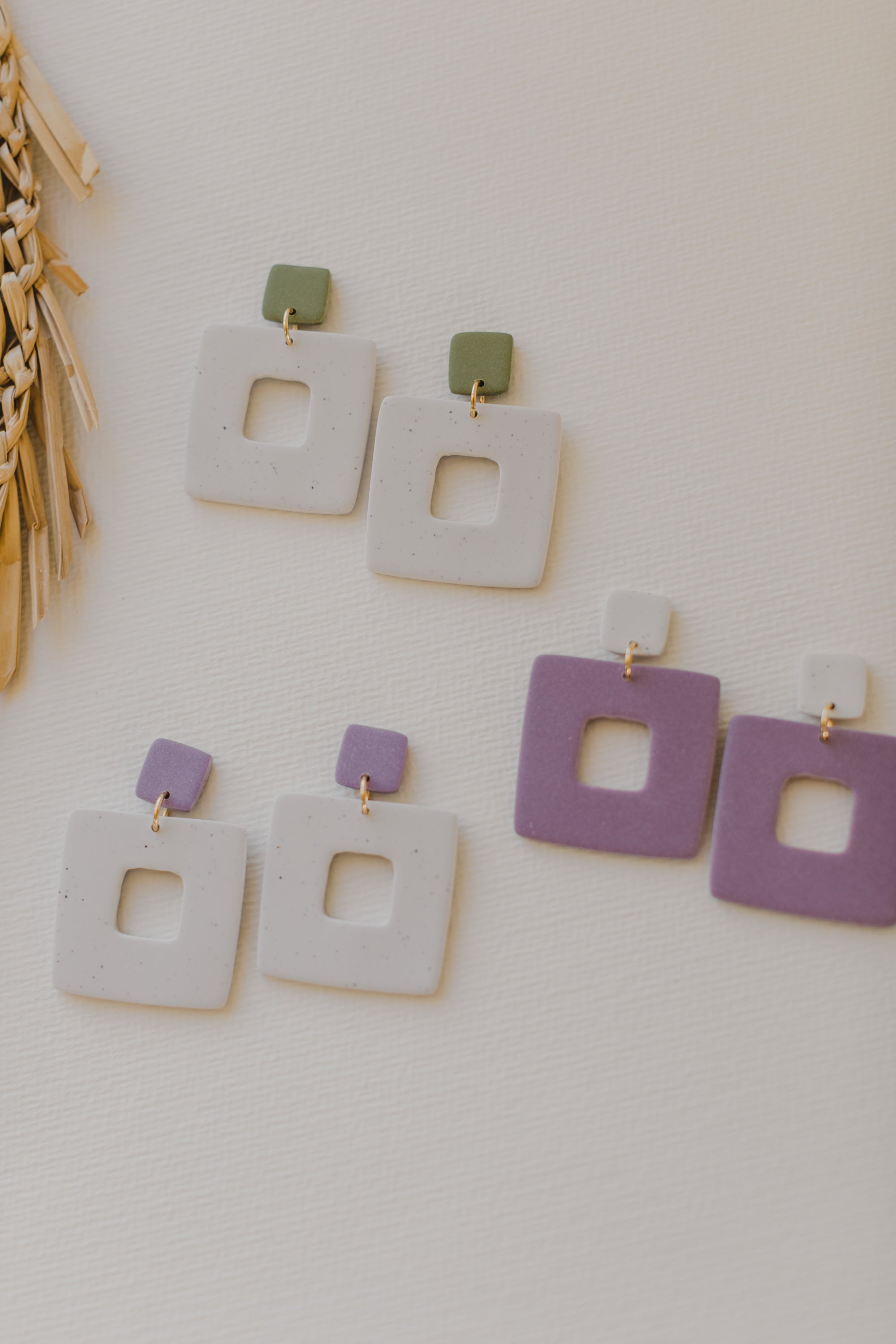 organic large earrings made of polymer clay