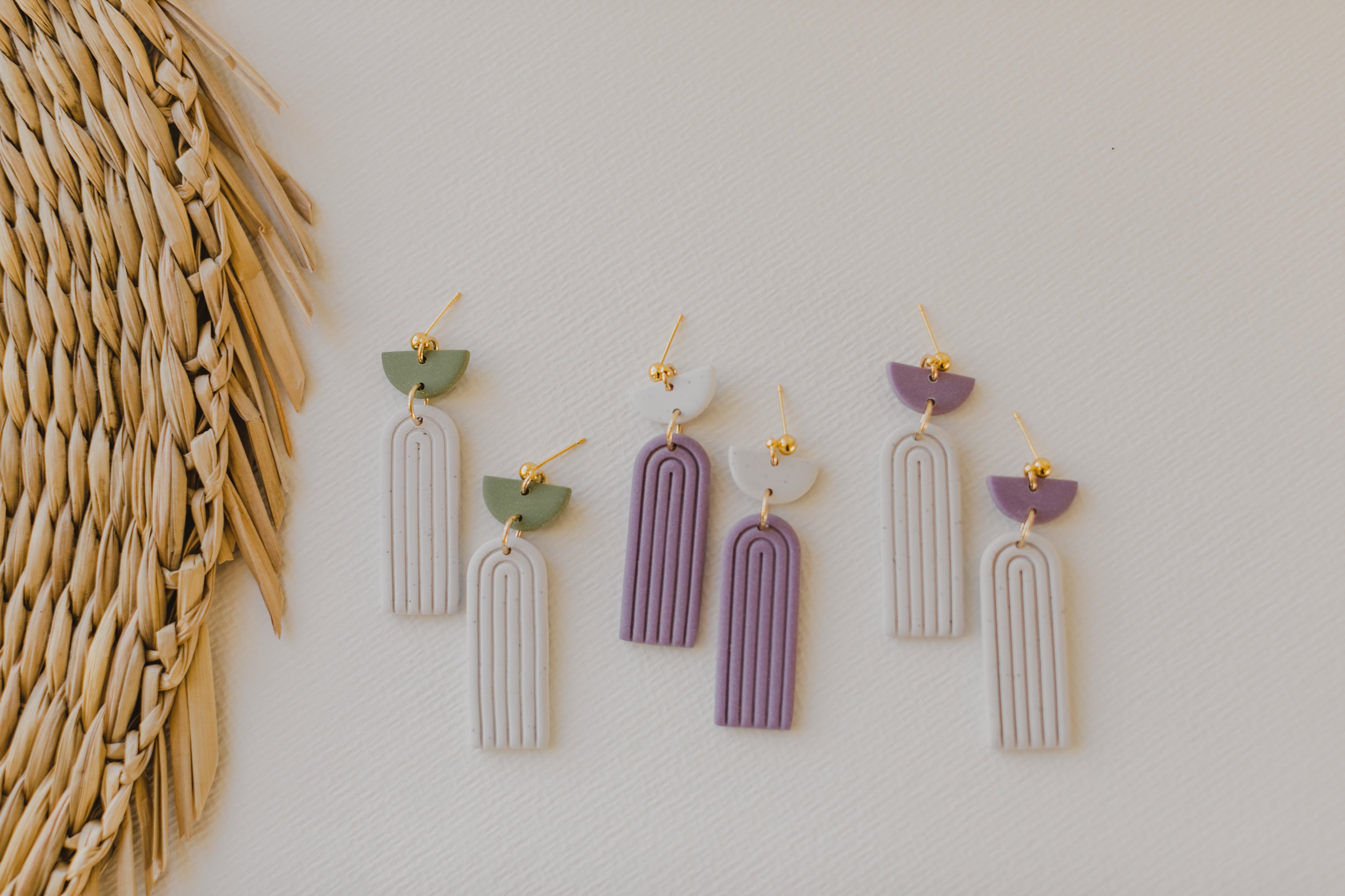 große Polymer Ton Ohrringe in Bogenform in Frühlingsfarben