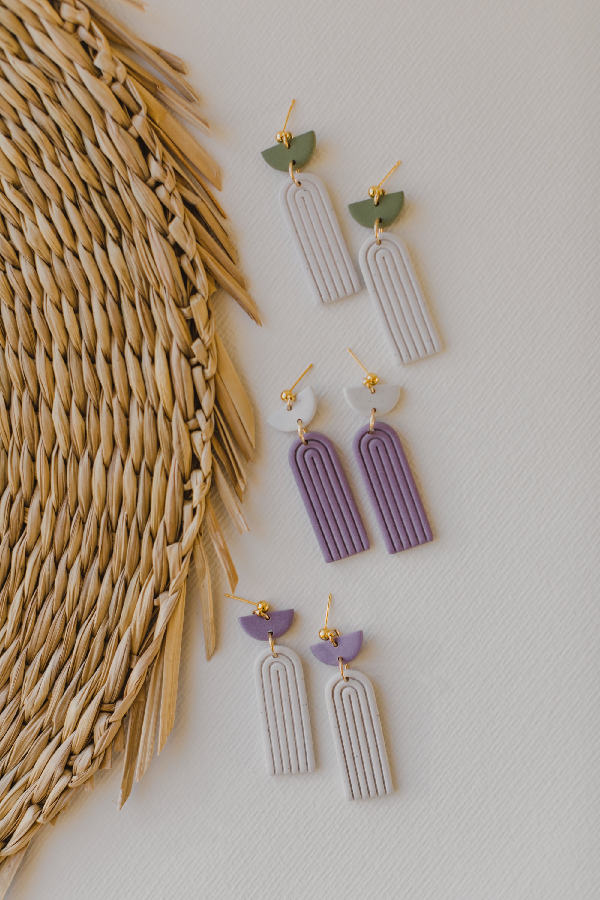 große Polymer Ton Ohrringe in Bogenform in Frühlingsfarben