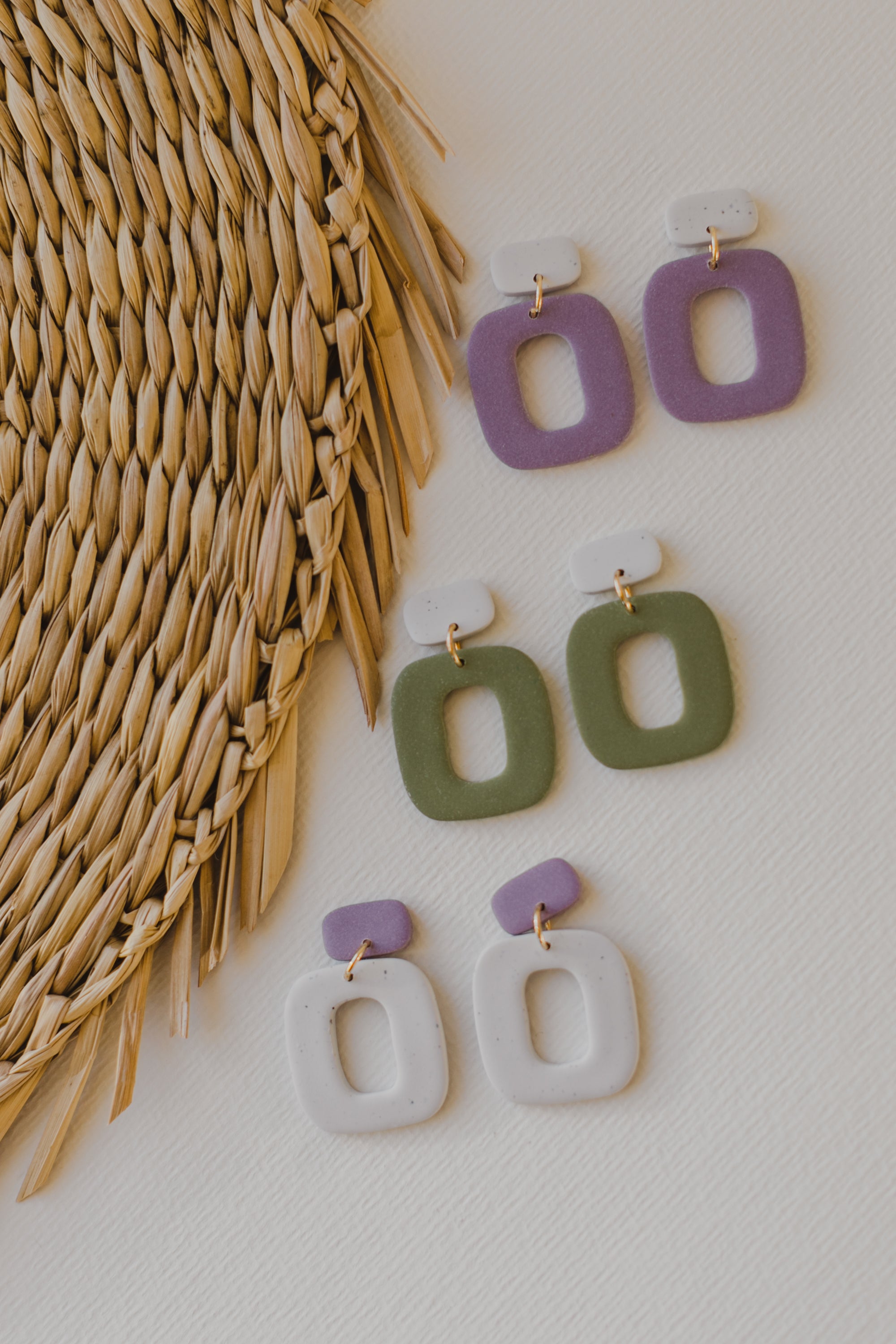 organic large earrings made of polymer clay