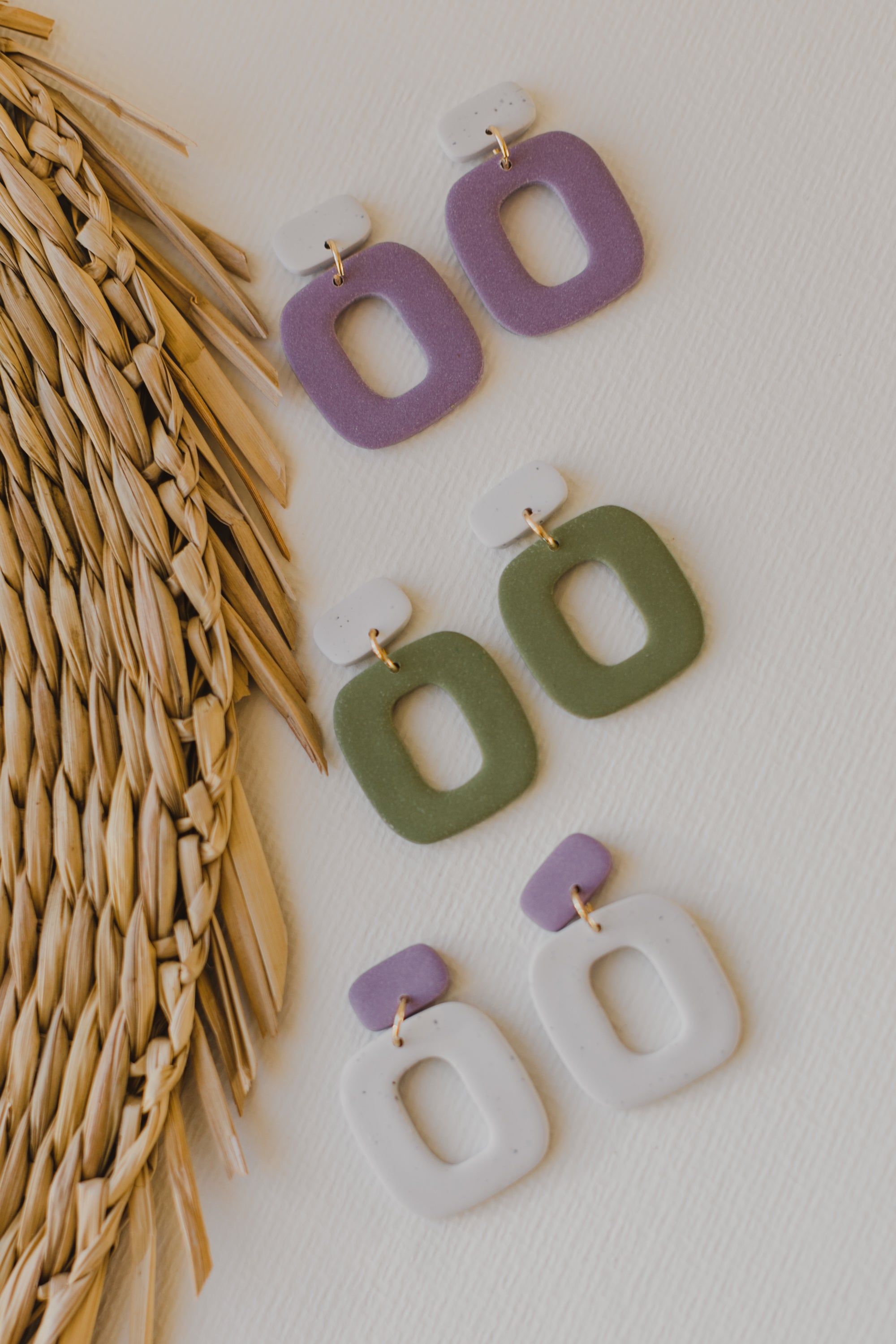 organic large earrings made of polymer clay