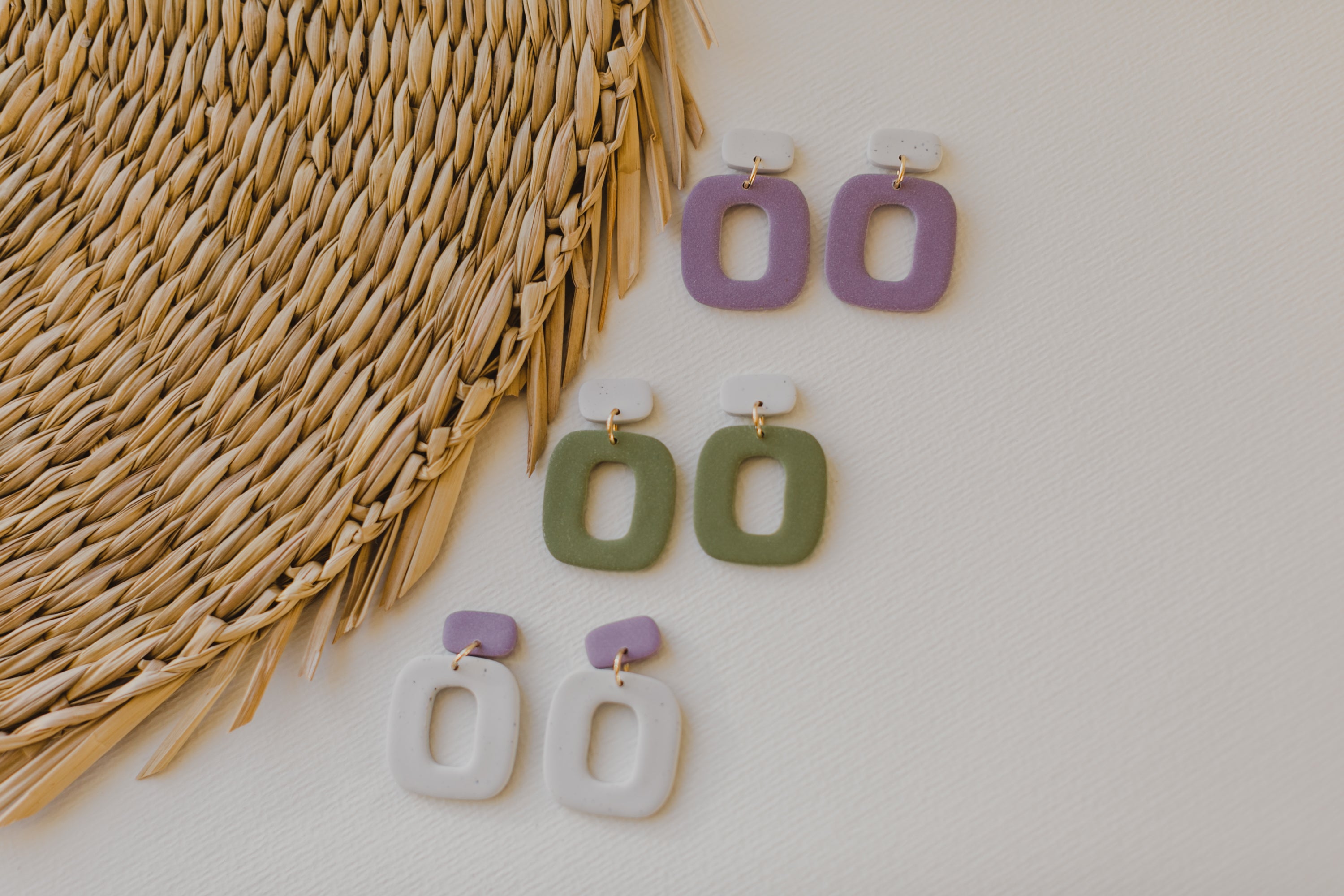 organic large earrings made of polymer clay