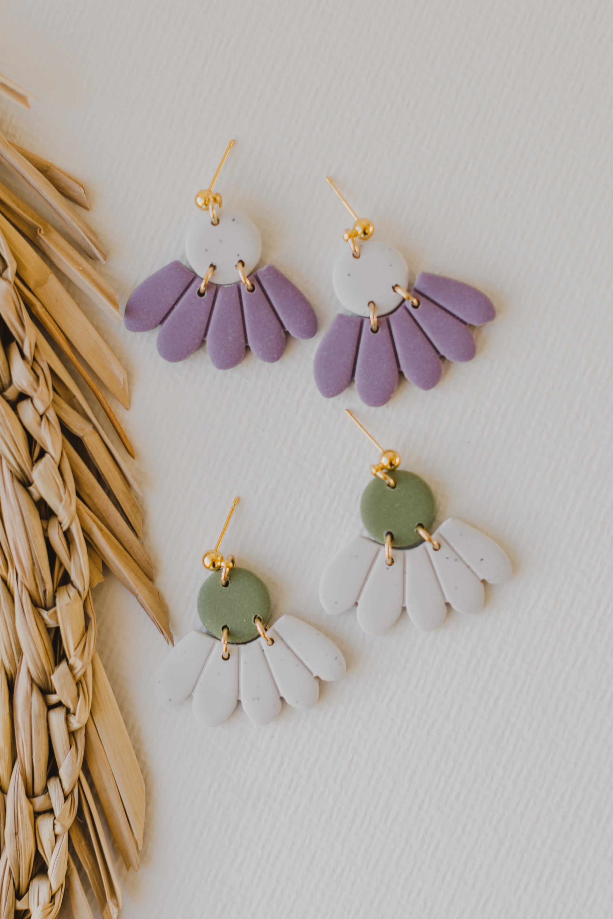 blumige Polymer Ton Ohrringe in Frühlingsfarben