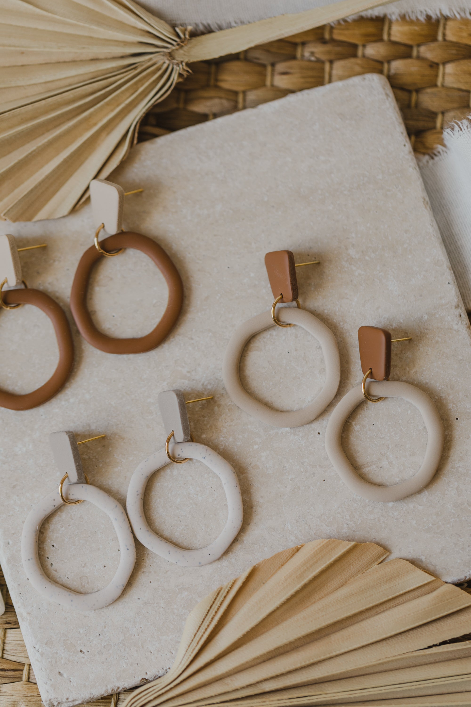 Tamara - two-tone polymer clay earrings in Barolo and dark blue