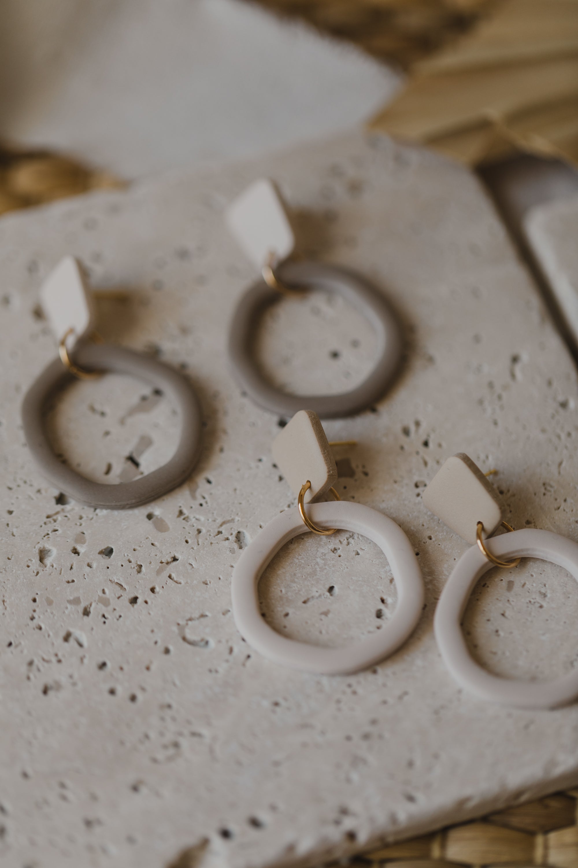 Tamara - two-tone polymer clay earrings in Barolo and dark blue