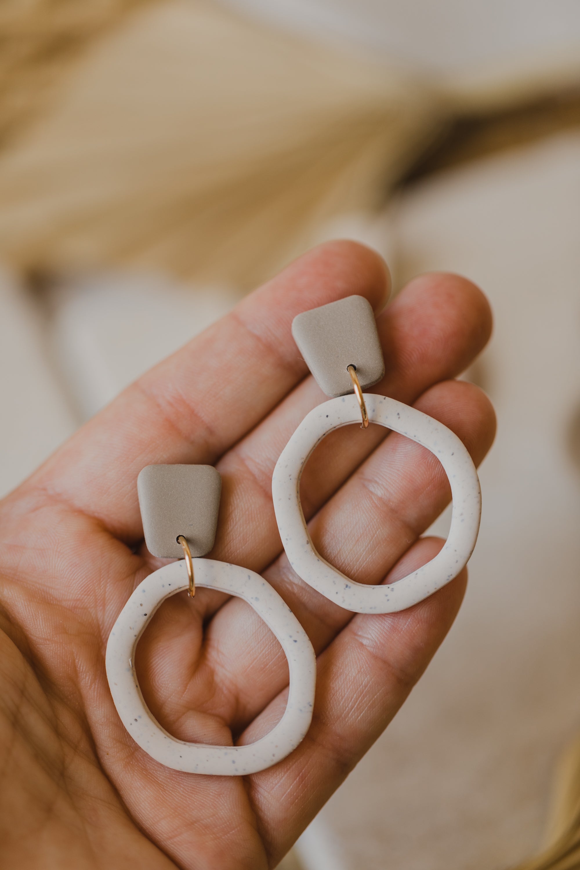 Tamara - two-tone polymer clay earrings in Barolo and dark blue