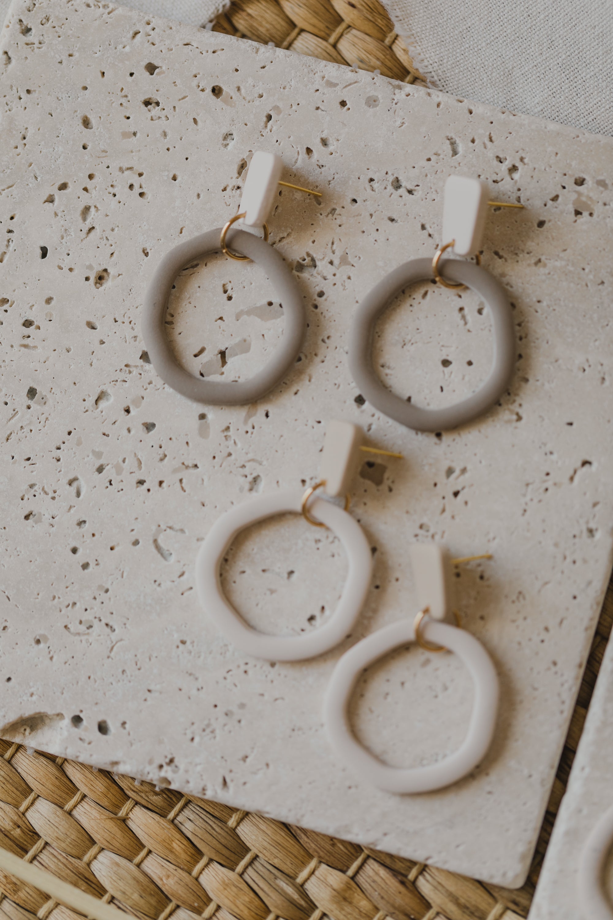 Tamara - two-tone polymer clay earrings in Barolo and dark blue