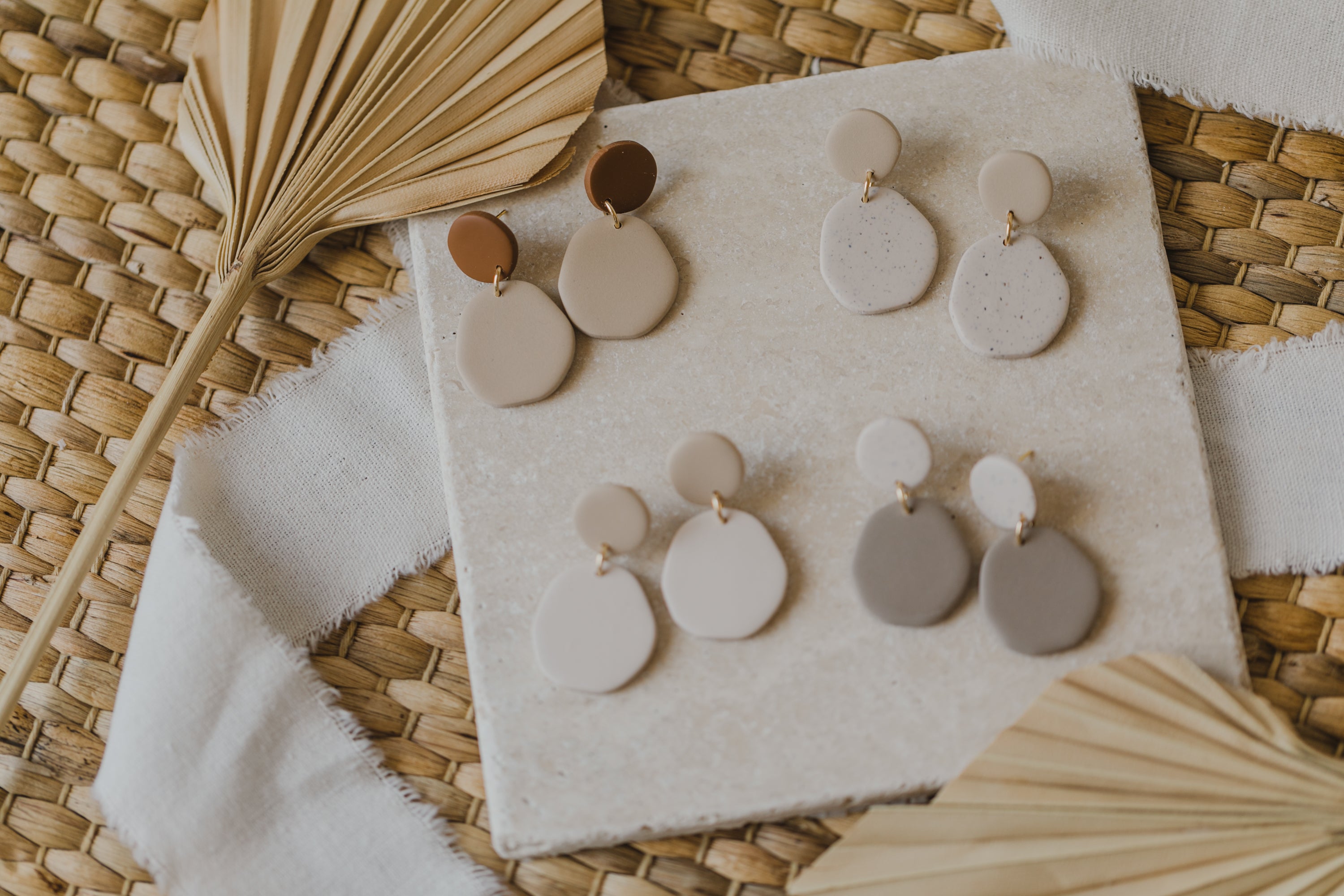 Tamara - two-tone polymer clay earrings in Barolo and dark blue