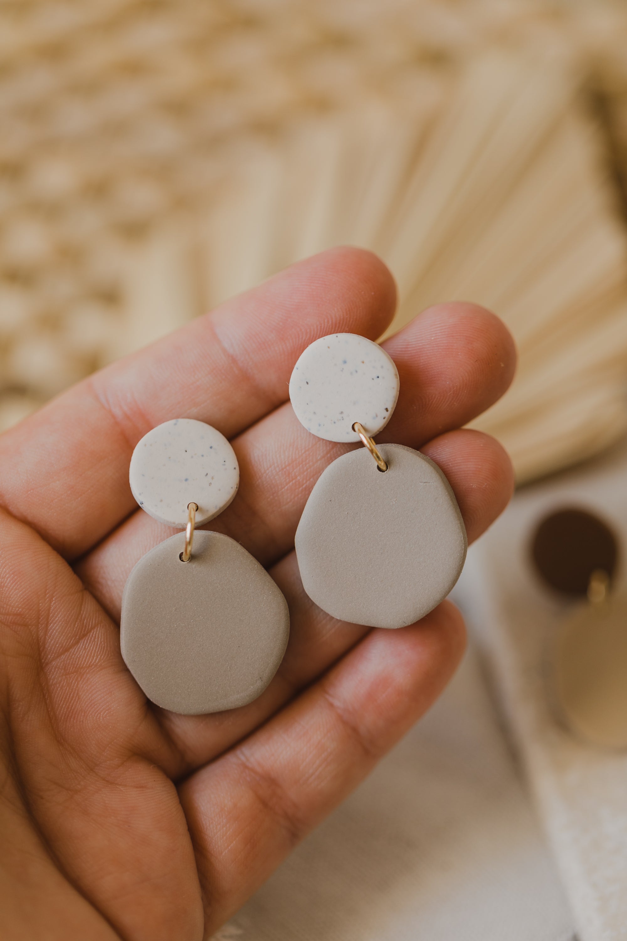 Tamara - two-tone polymer clay earrings in Barolo and dark blue