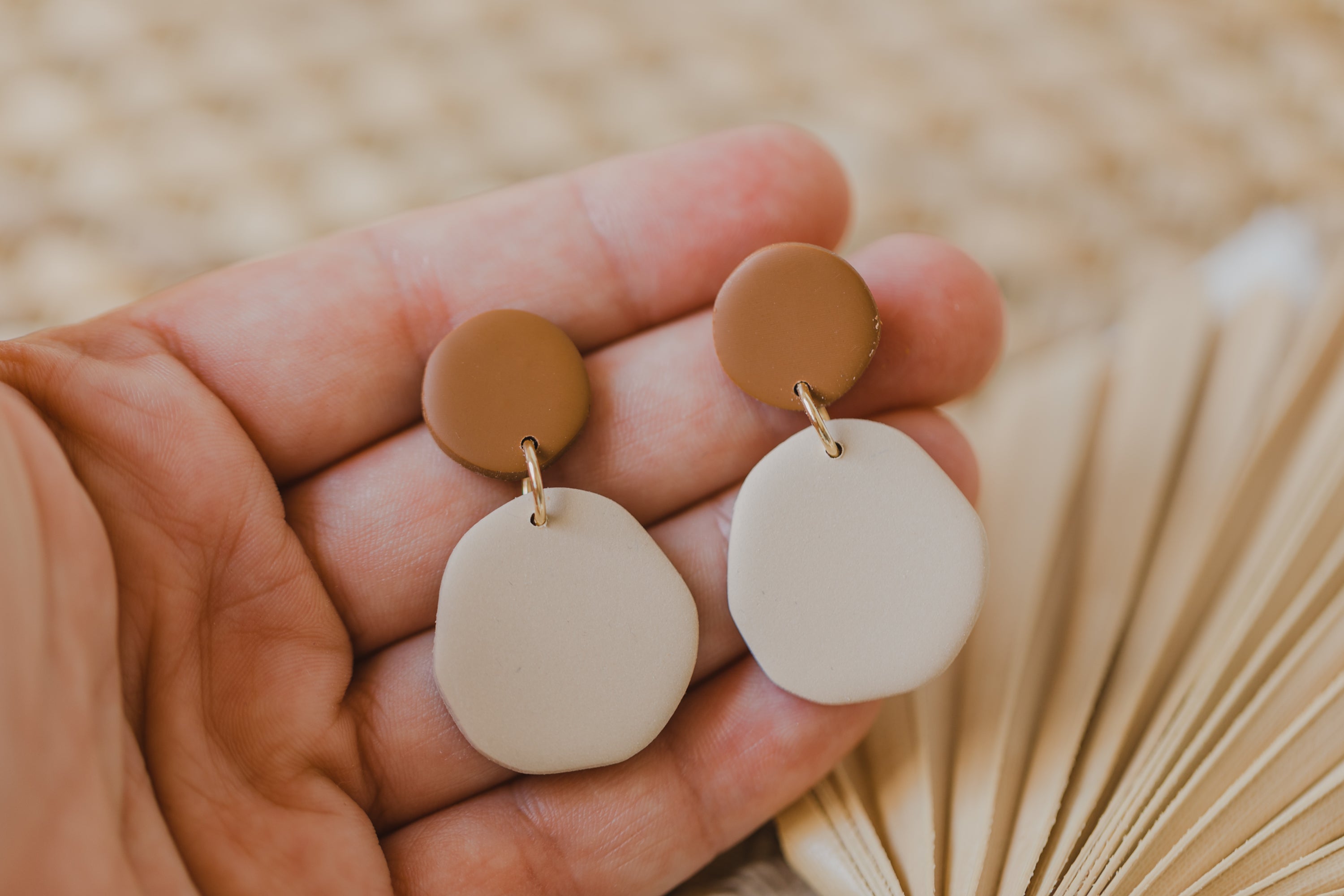 Tamara - two-tone polymer clay earrings in Barolo and dark blue