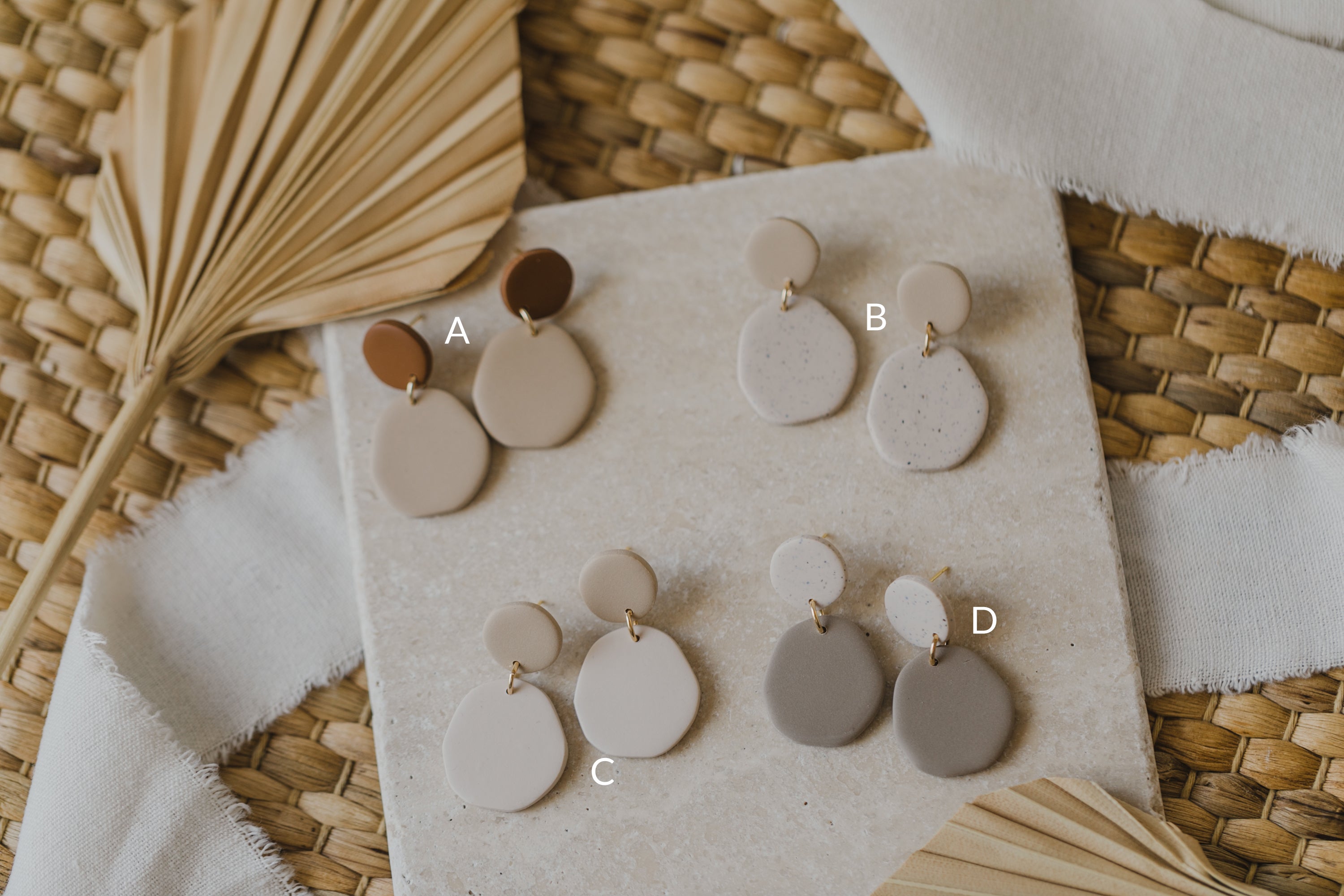 Tamara - two-tone polymer clay earrings in Barolo and dark blue