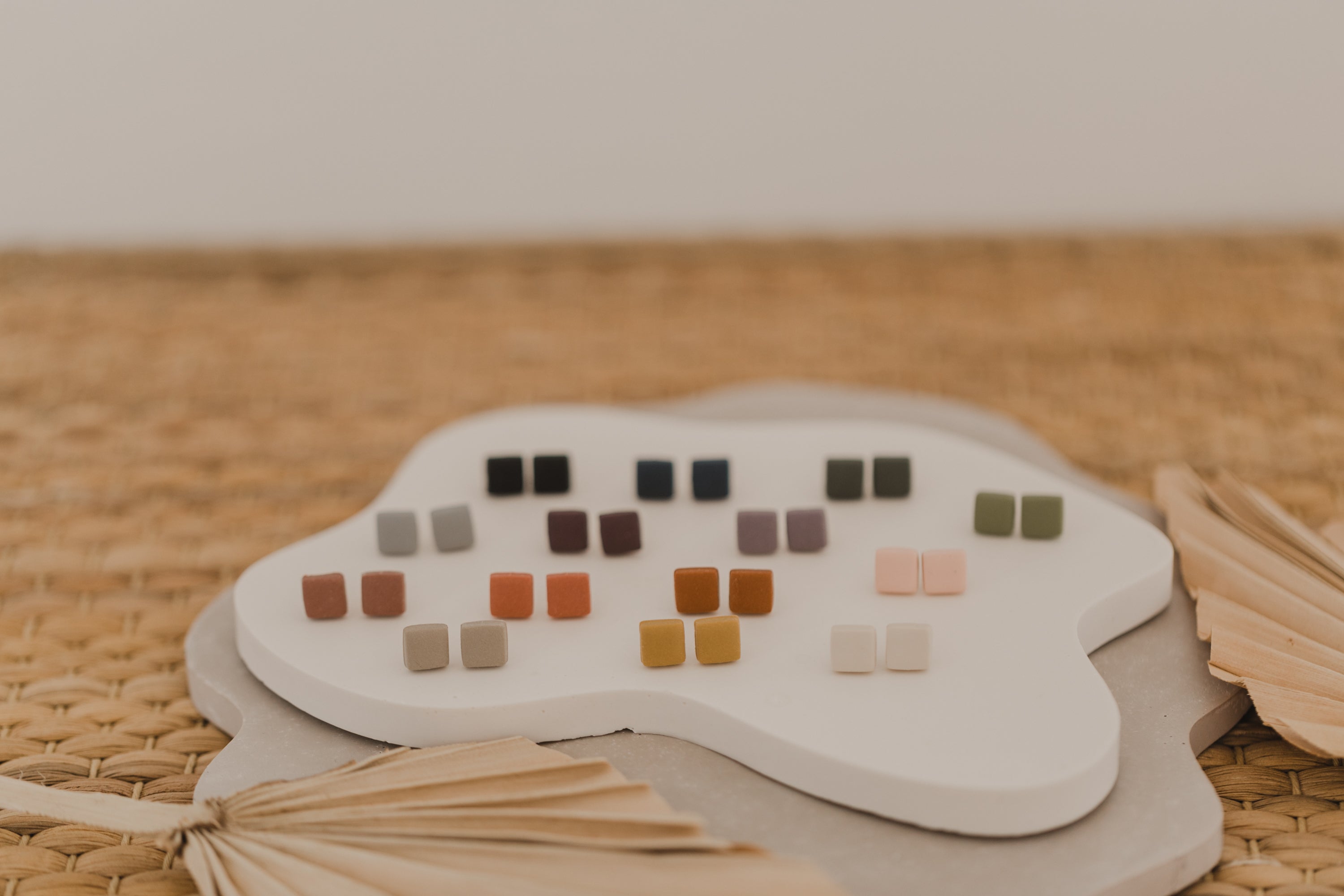 AYA - small square earrings made of polymer clay