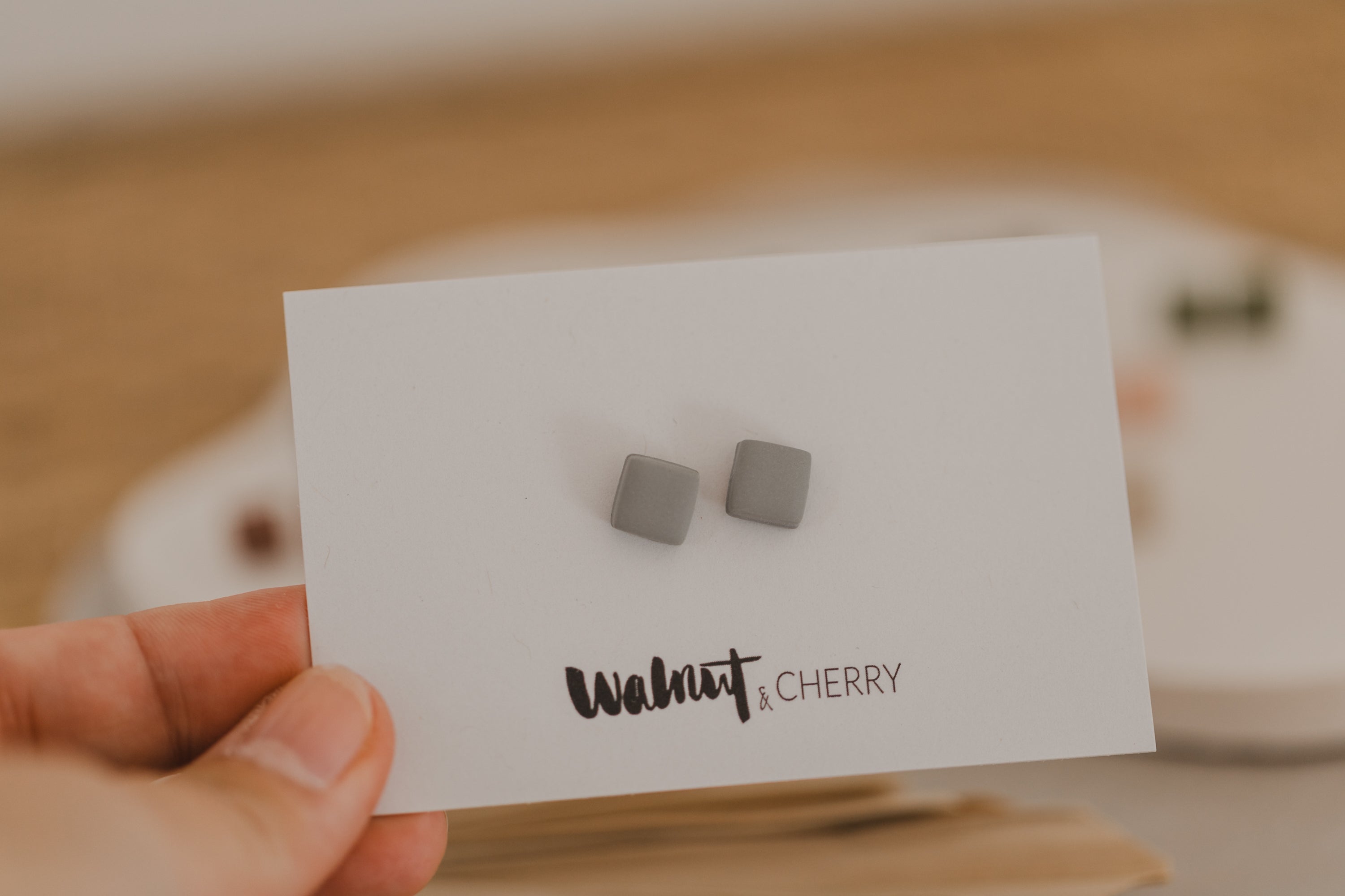 AYA - small square earrings made of polymer clay