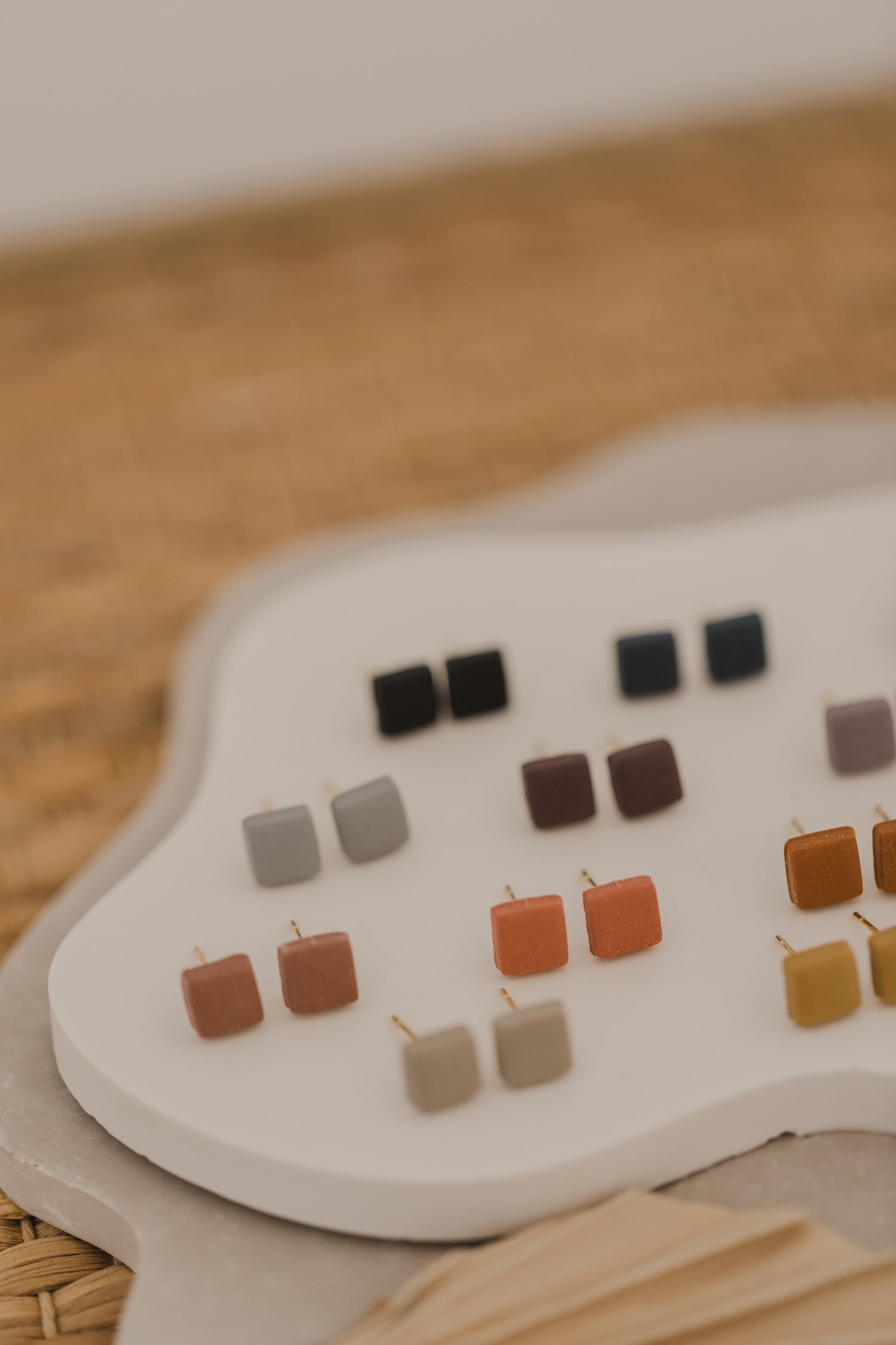 AYA - small square earrings made of polymer clay