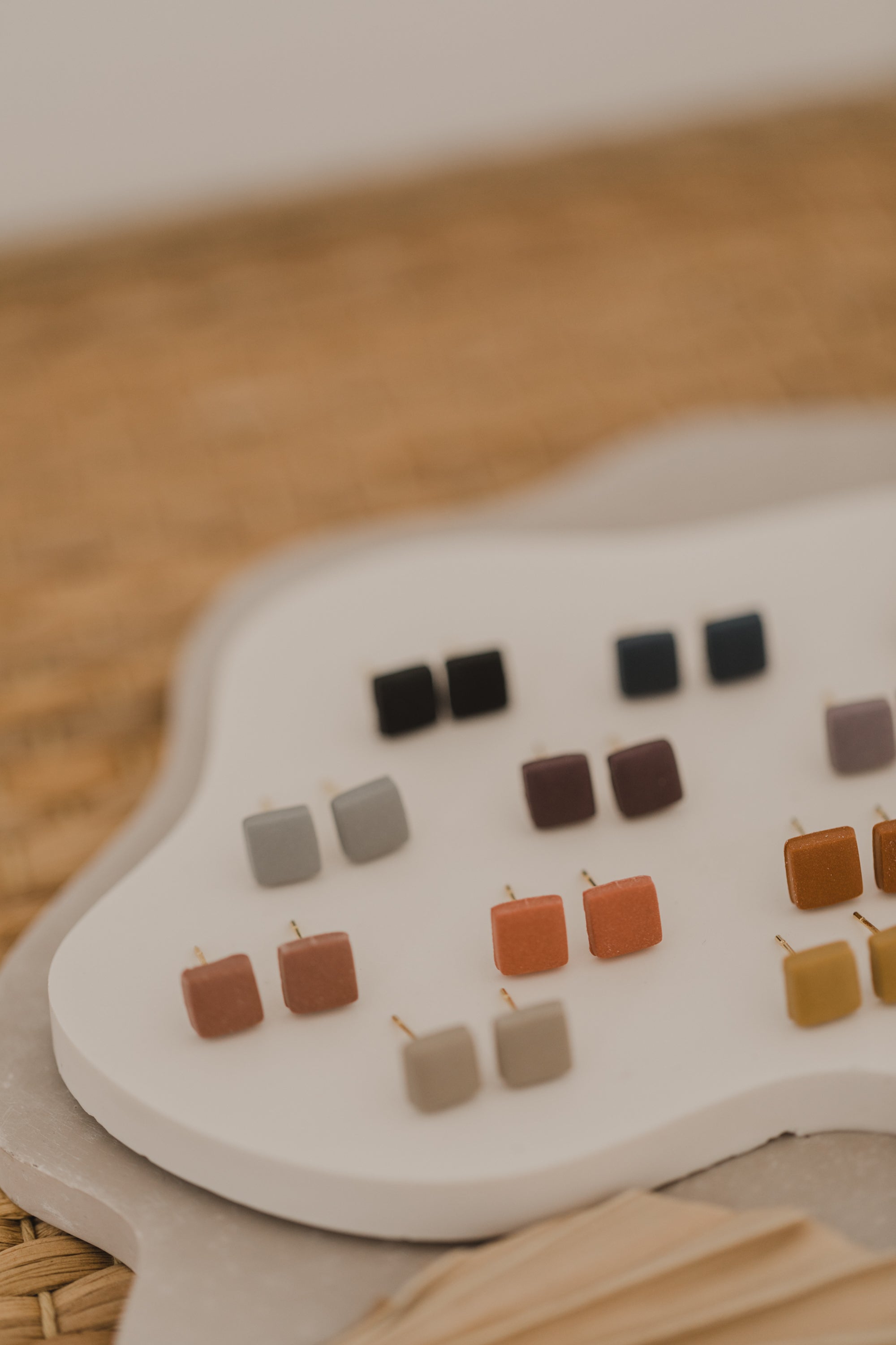 AYA - small square earrings made of polymer clay