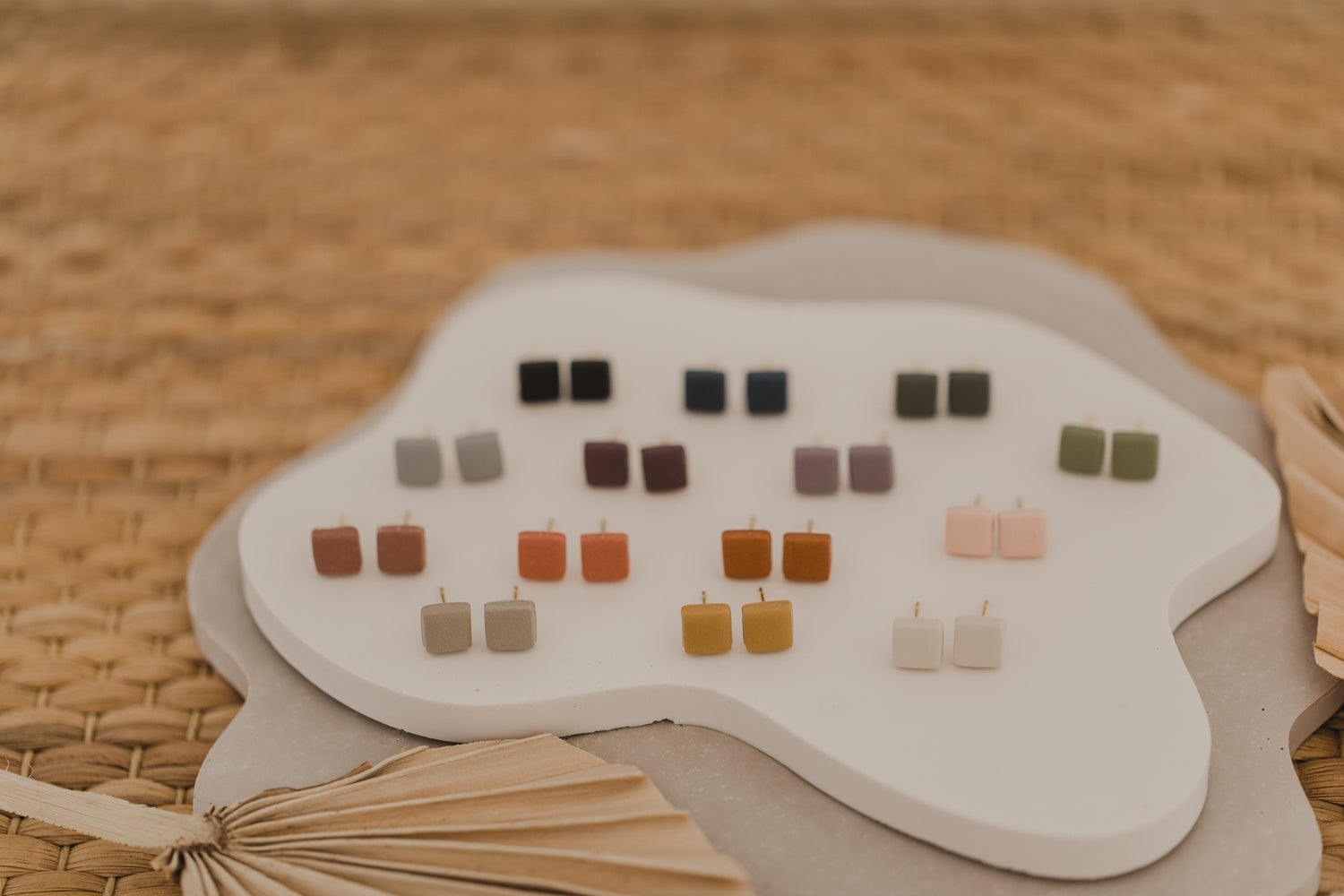 AYA - small square earrings made of polymer clay