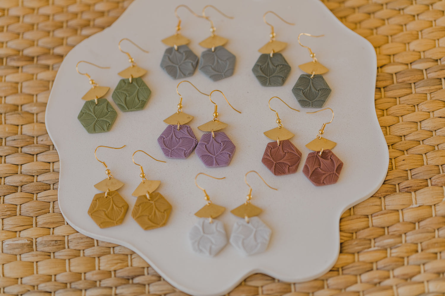 gemusterte bunte Polymer Ton Ohrringe mit Muster