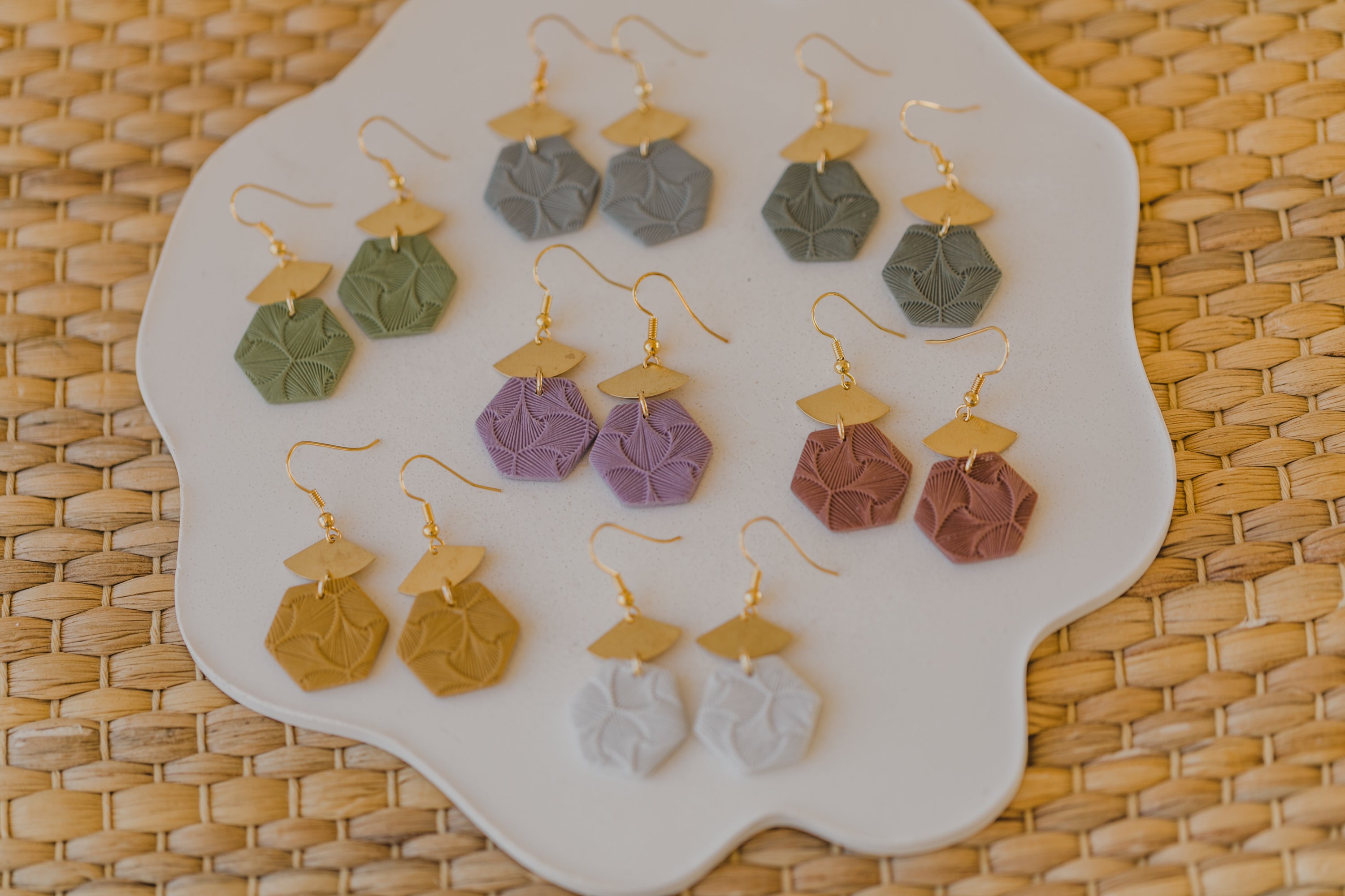 gemusterte bunte Polymer Ton Ohrringe mit Muster