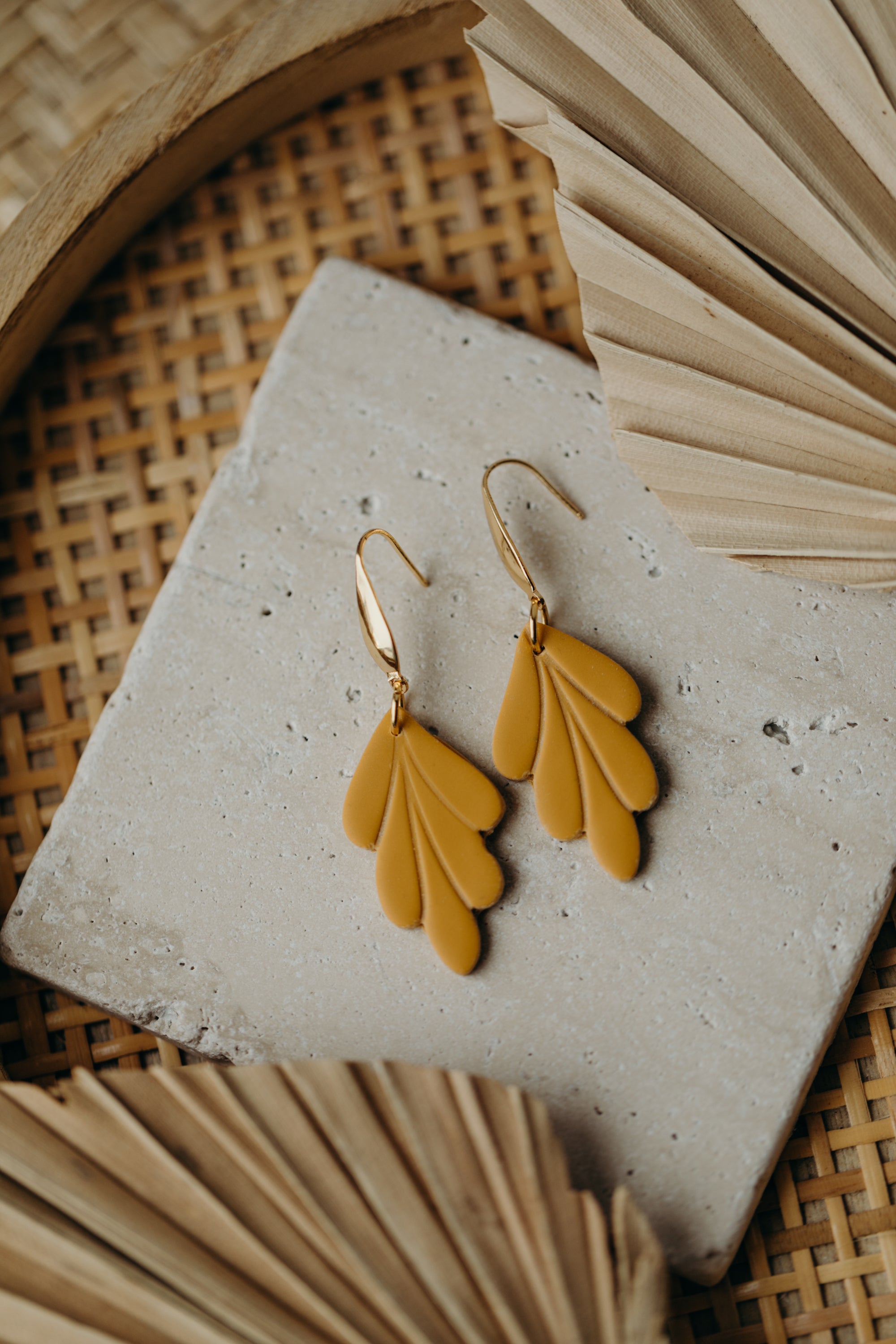 AVI - Polymer clay earrings in mustard yellow