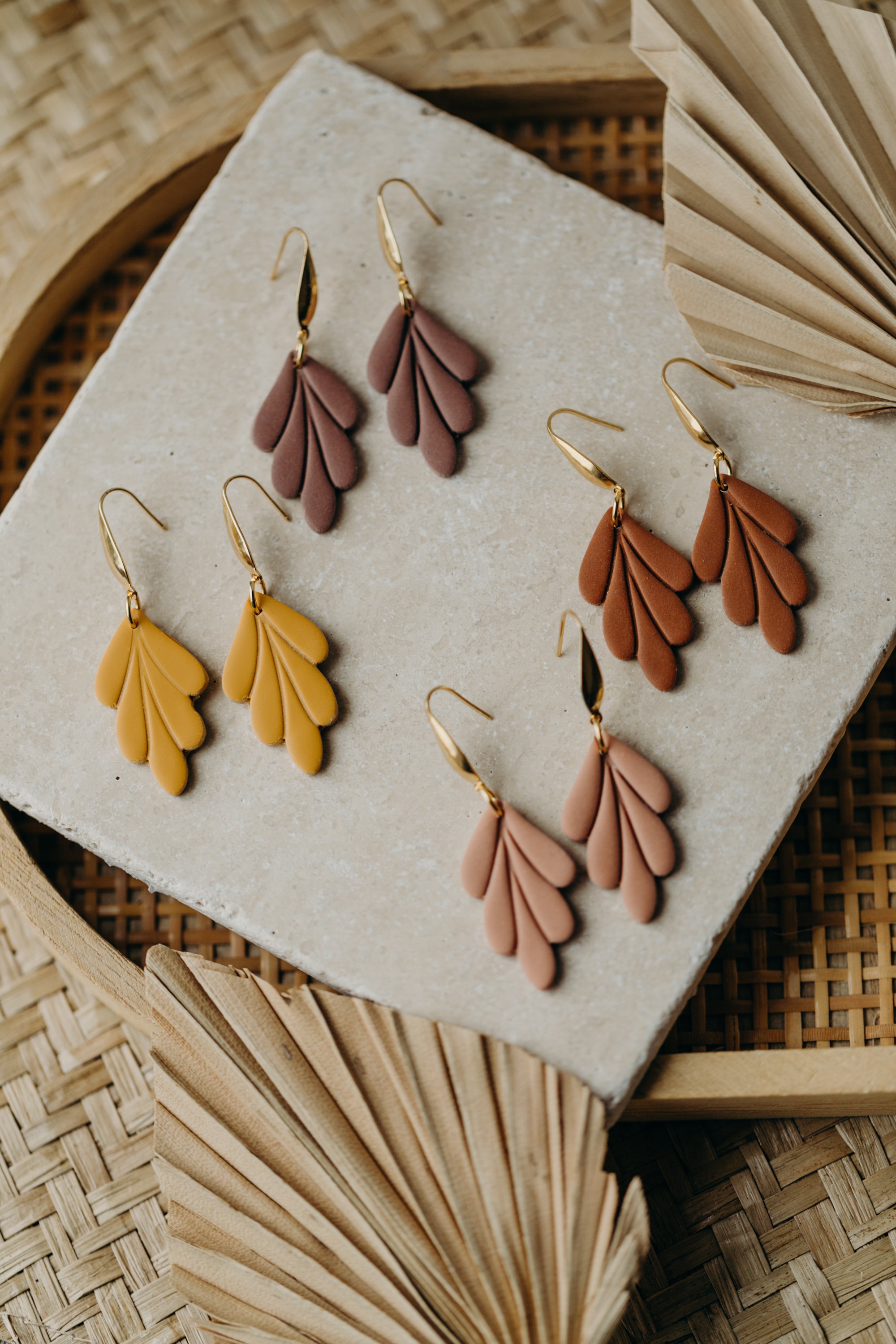 AVI - Polymer clay earrings in mustard yellow