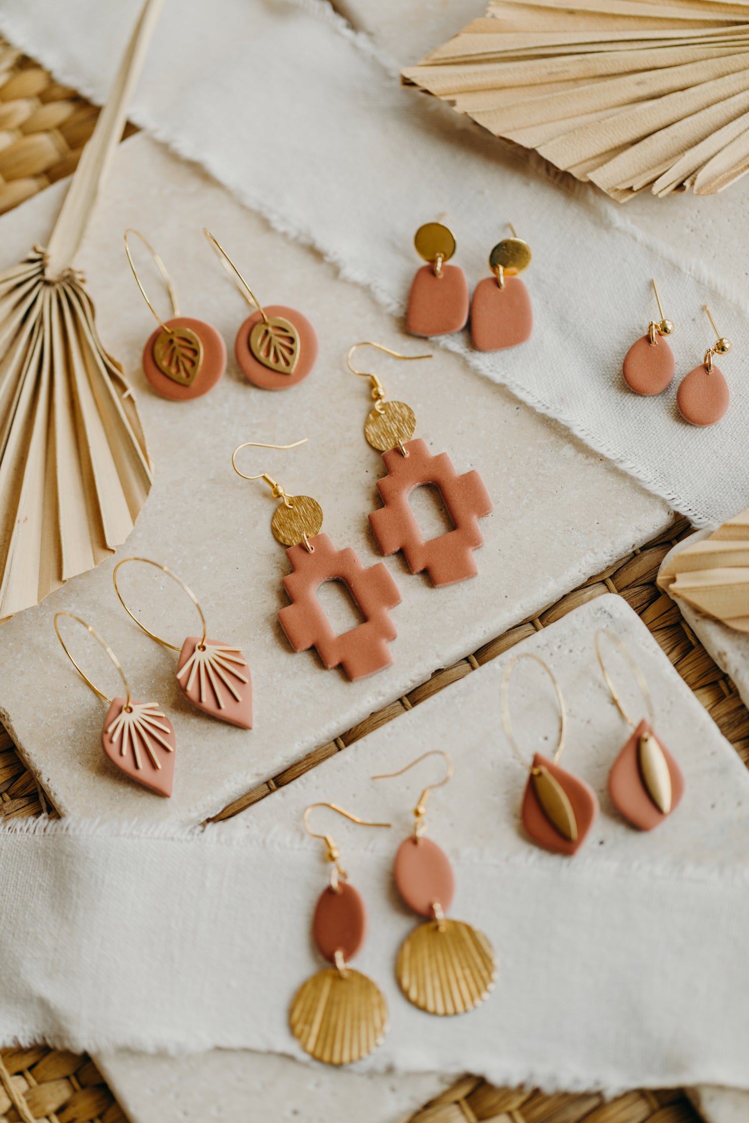 Polymer clay earrings in the color Barolo