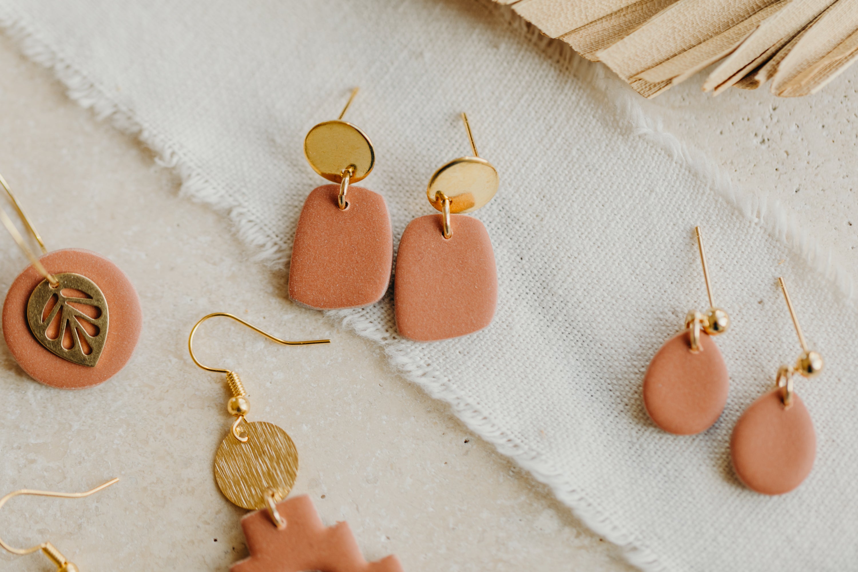 Polymer clay earrings in the color Barolo