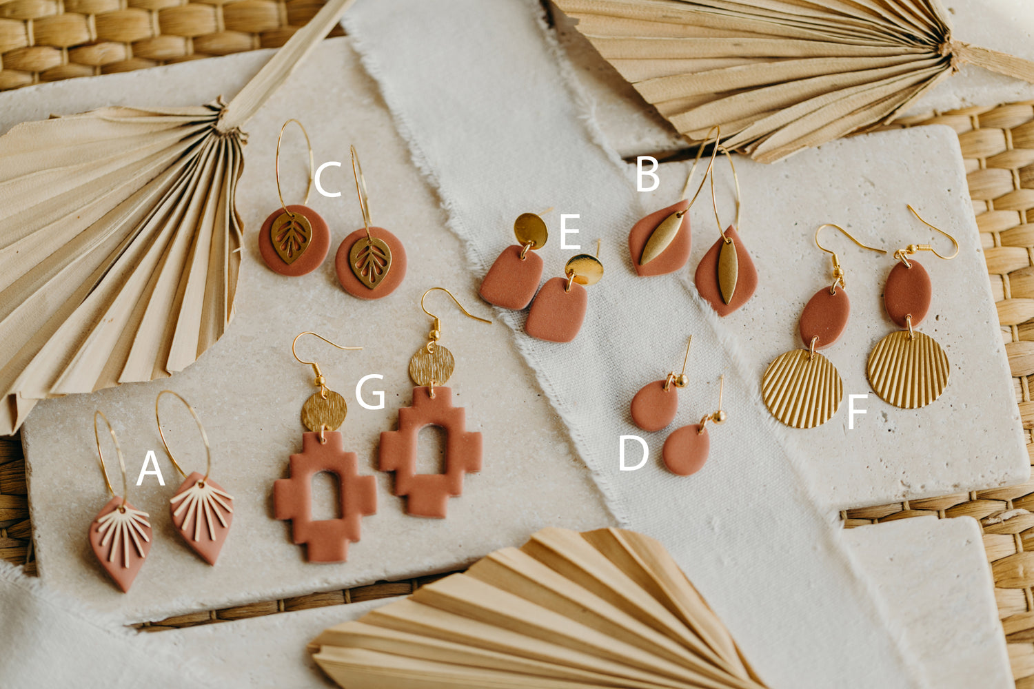 Polymer clay earrings in the color Barolo