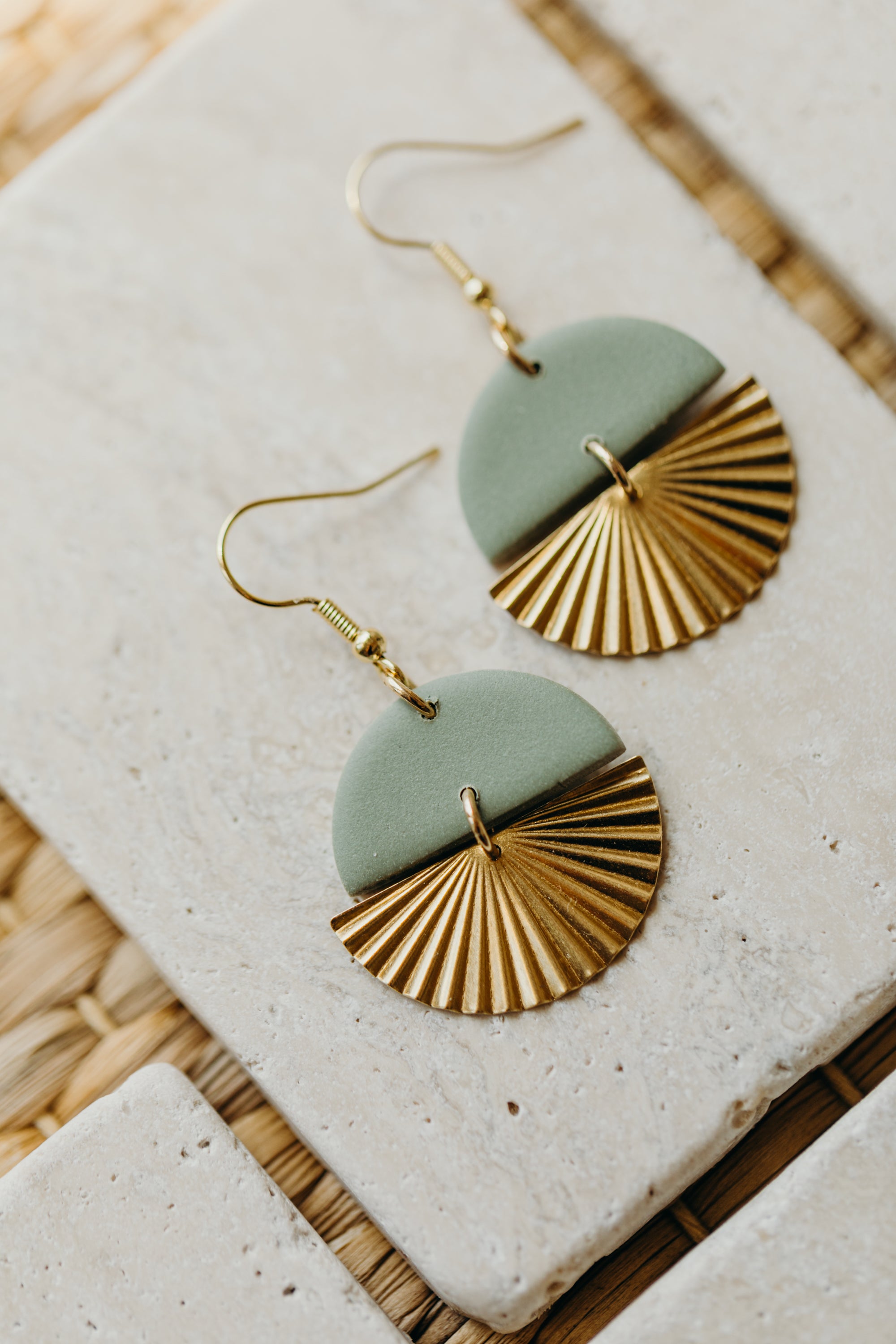 LILOU - Polymer Clay Earring in Eucalyptus Green