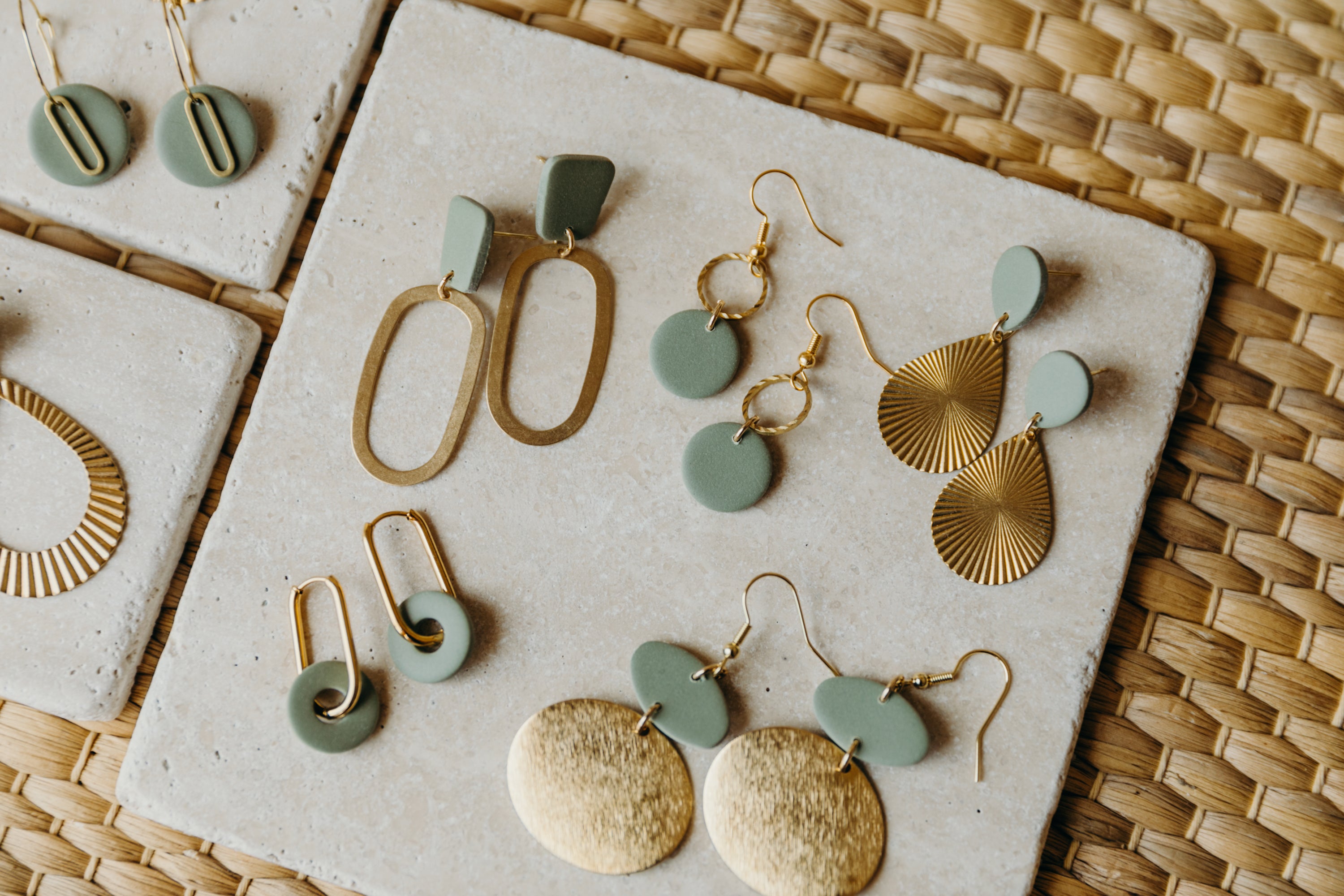 SEDA - Polymer Clay Earring in Eucalyptus Green