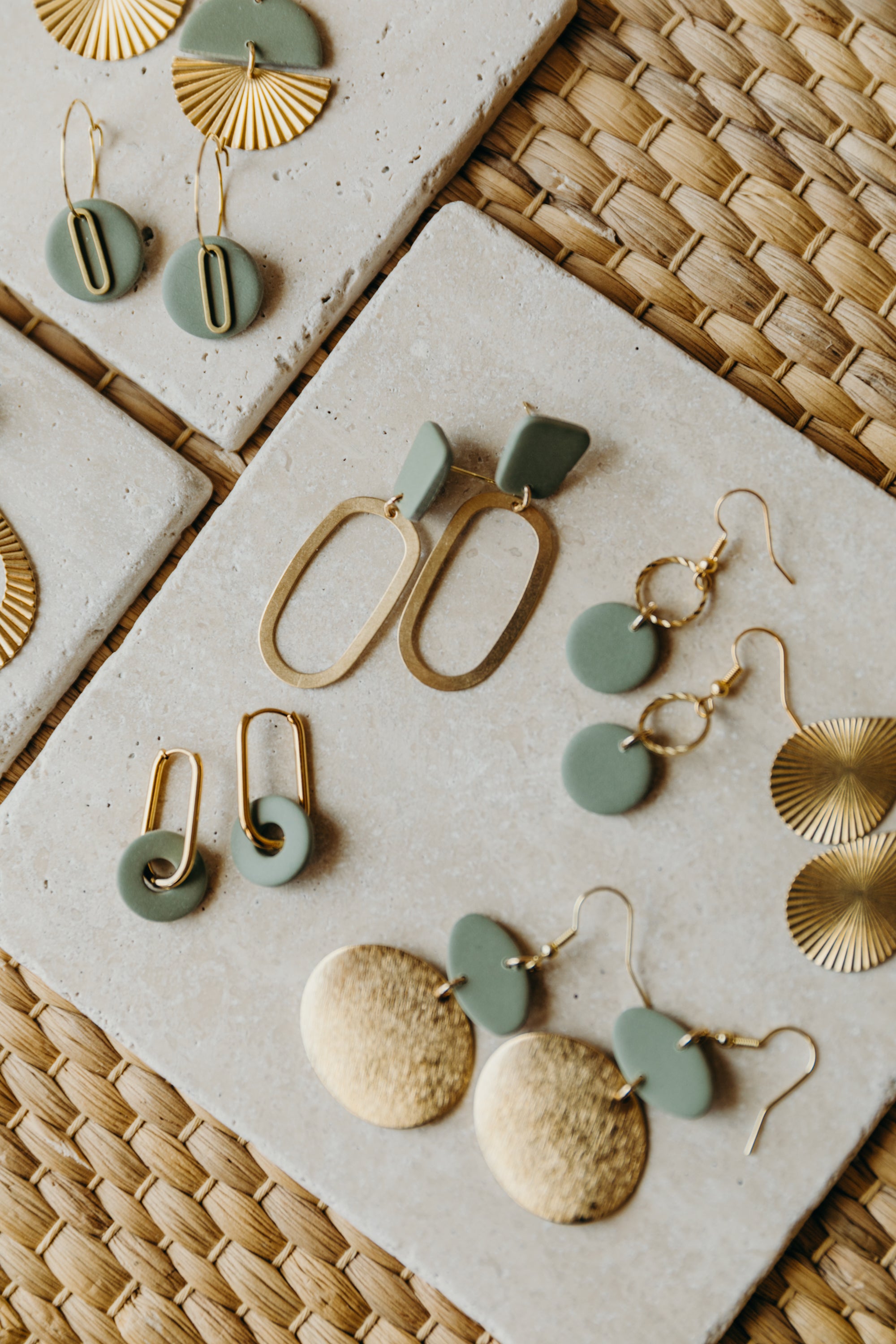 ELODIE - Polymer Clay Earring in Eucalyptus Green