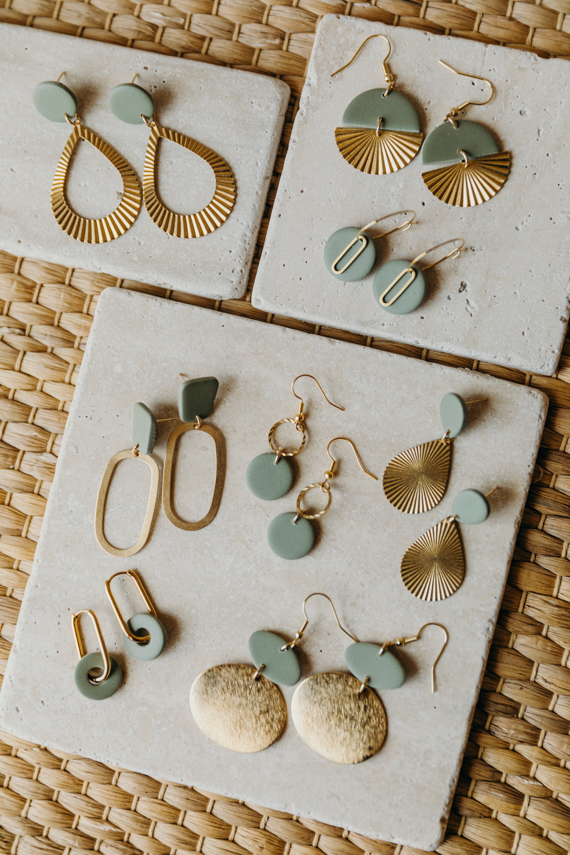 LILOU - Polymer Clay Earring in Eucalyptus Green