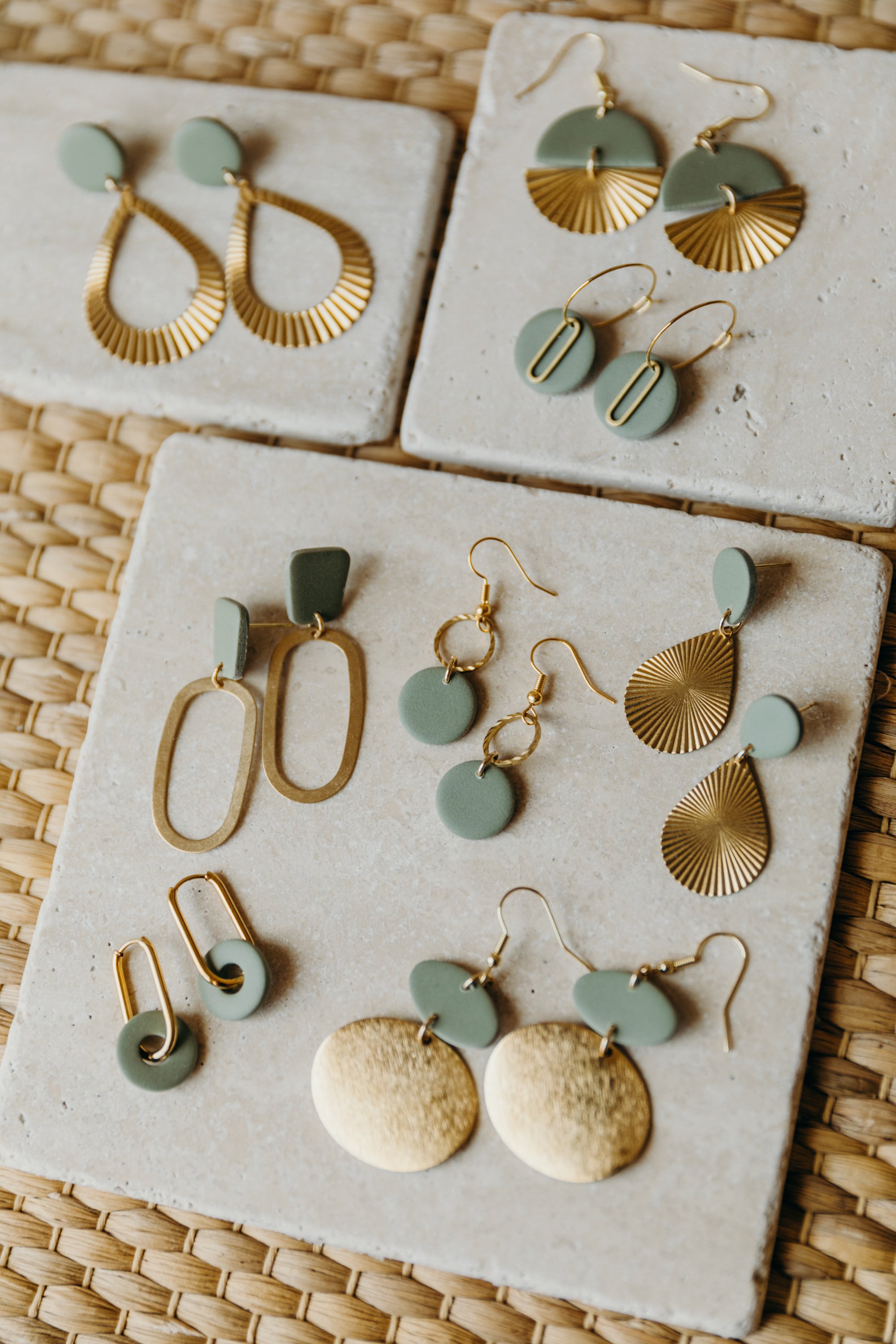 ELODIE - Polymer Clay Earring in Eucalyptus Green