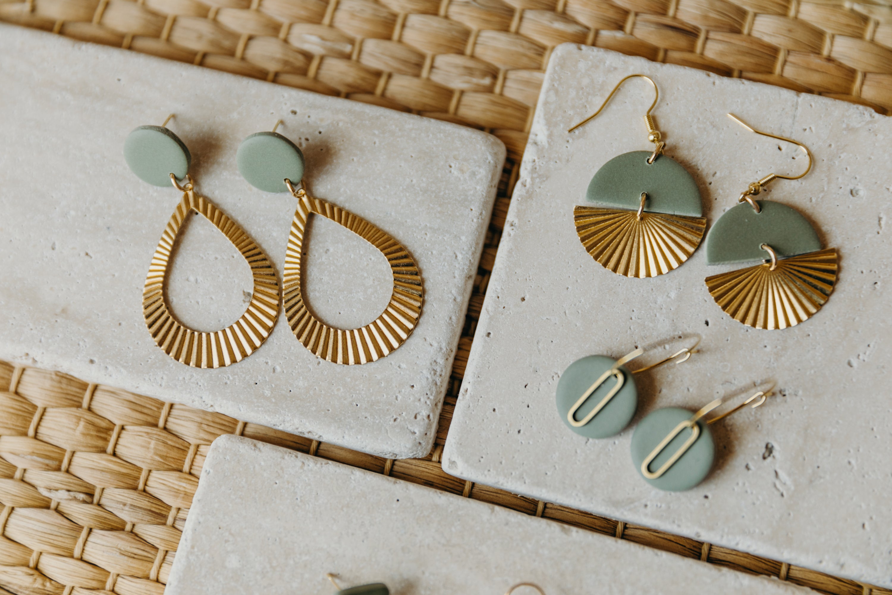 LILOU - Polymer Clay Earring in Eucalyptus Green