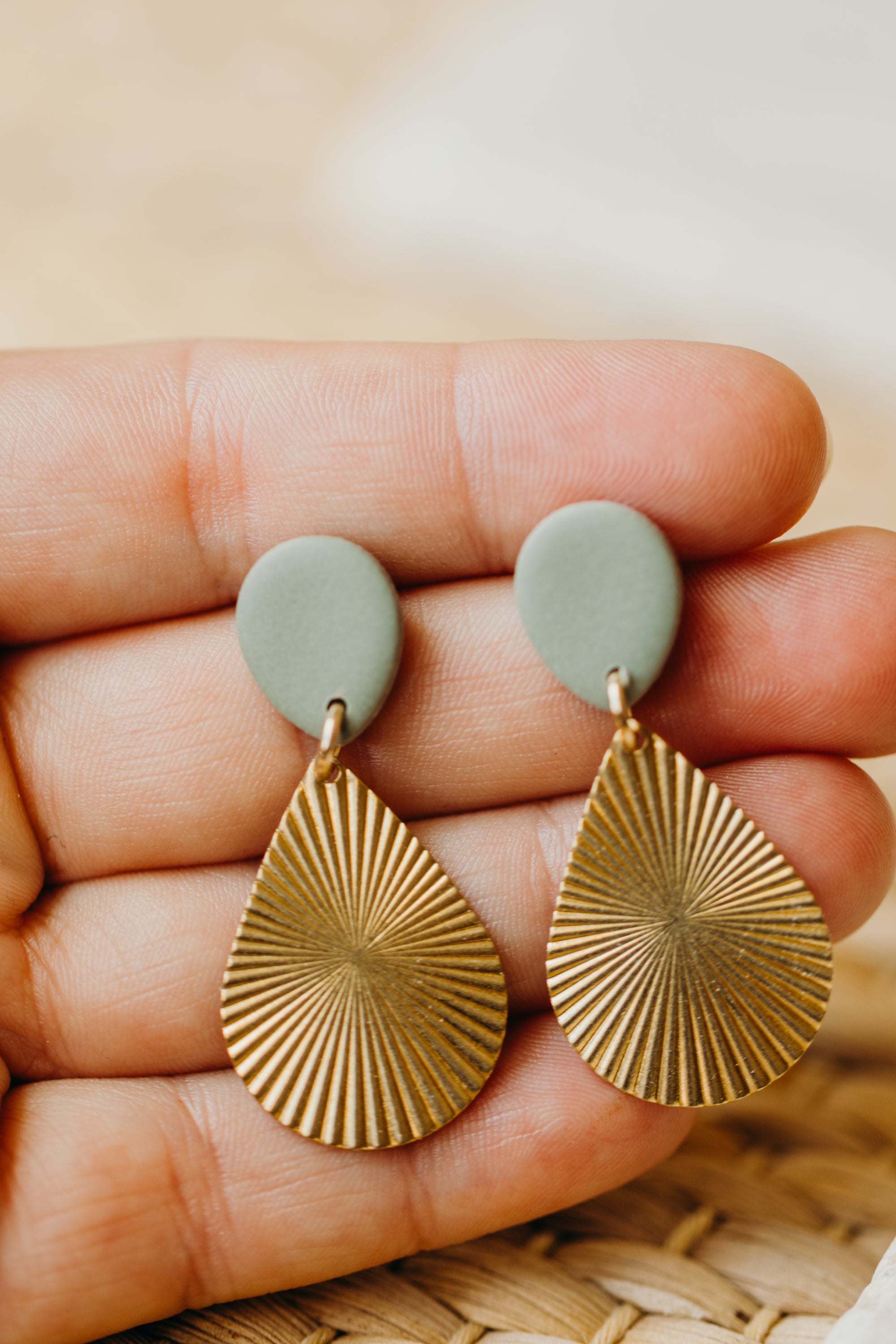 SEDA - Polymer Clay Earring in Eucalyptus Green