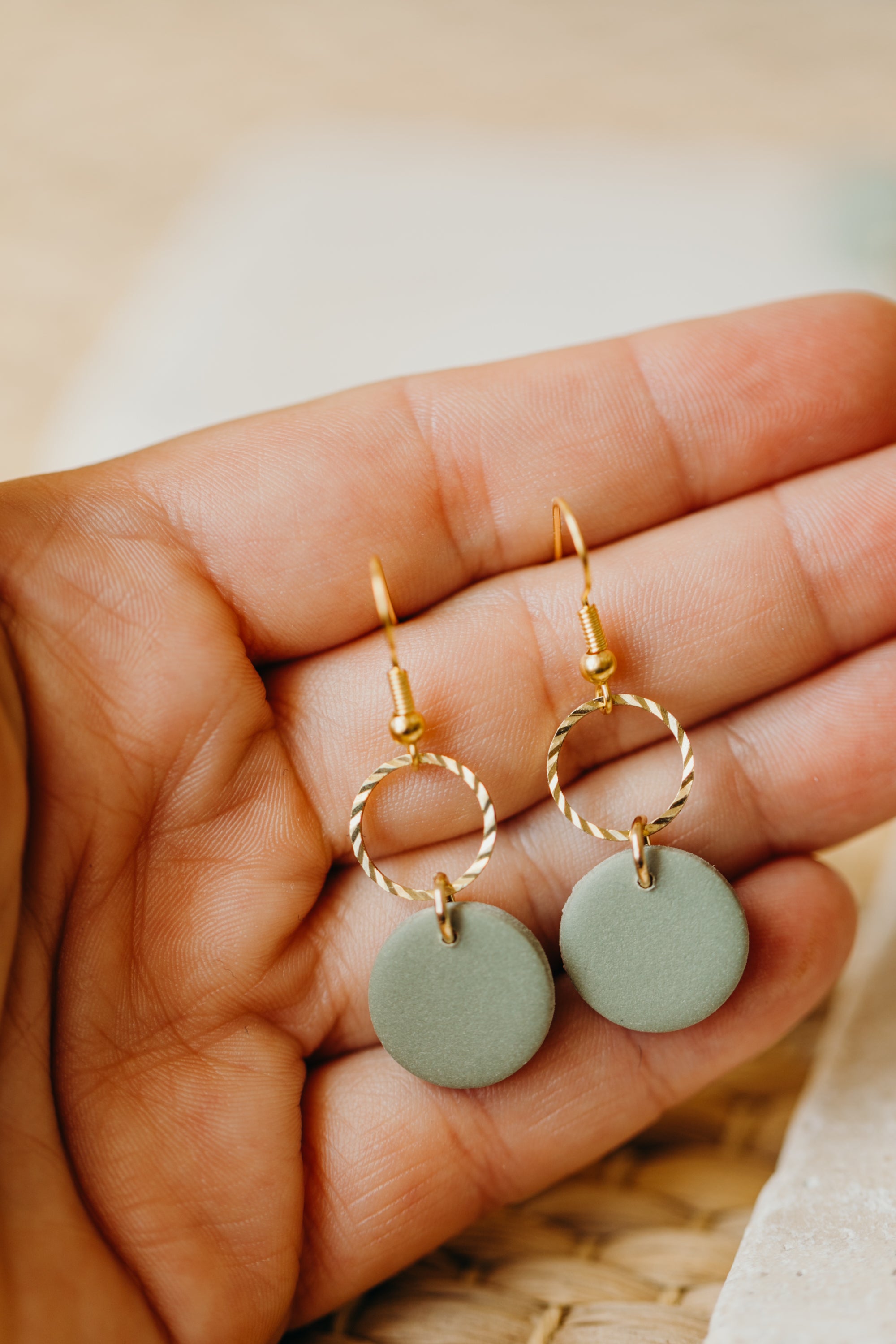 PIPPA - Polymer clay earring in eucalyptus green