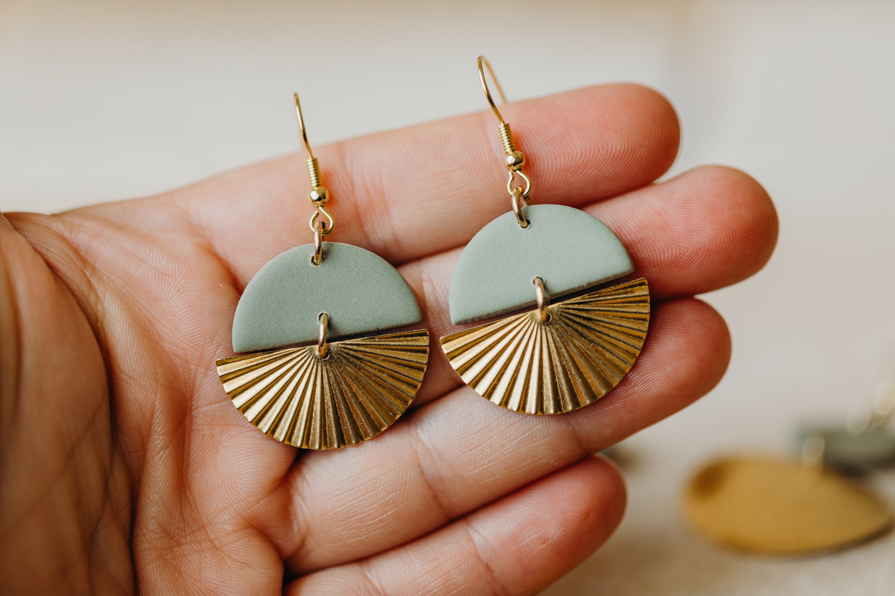 LILOU - Polymer Clay Earring in Eucalyptus Green