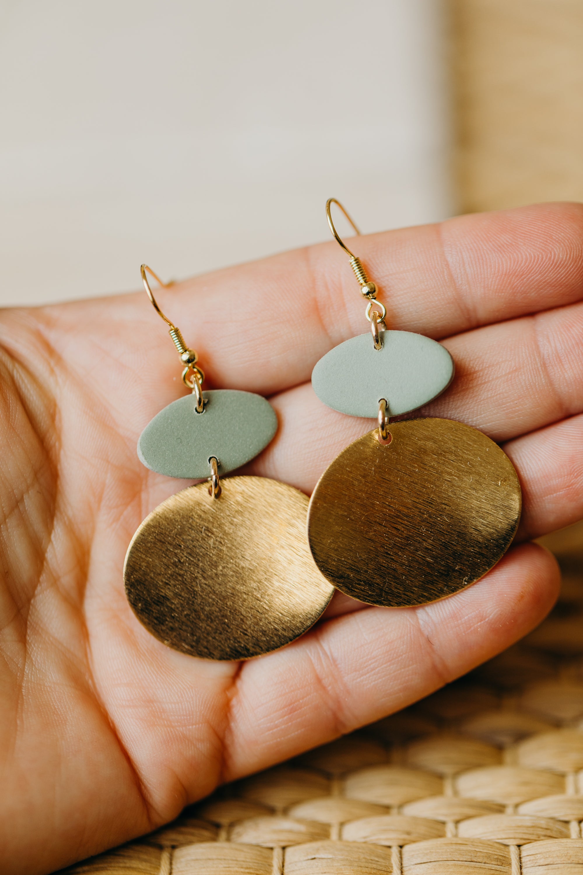 ELODIE - Polymer Clay Earring in Eucalyptus Green