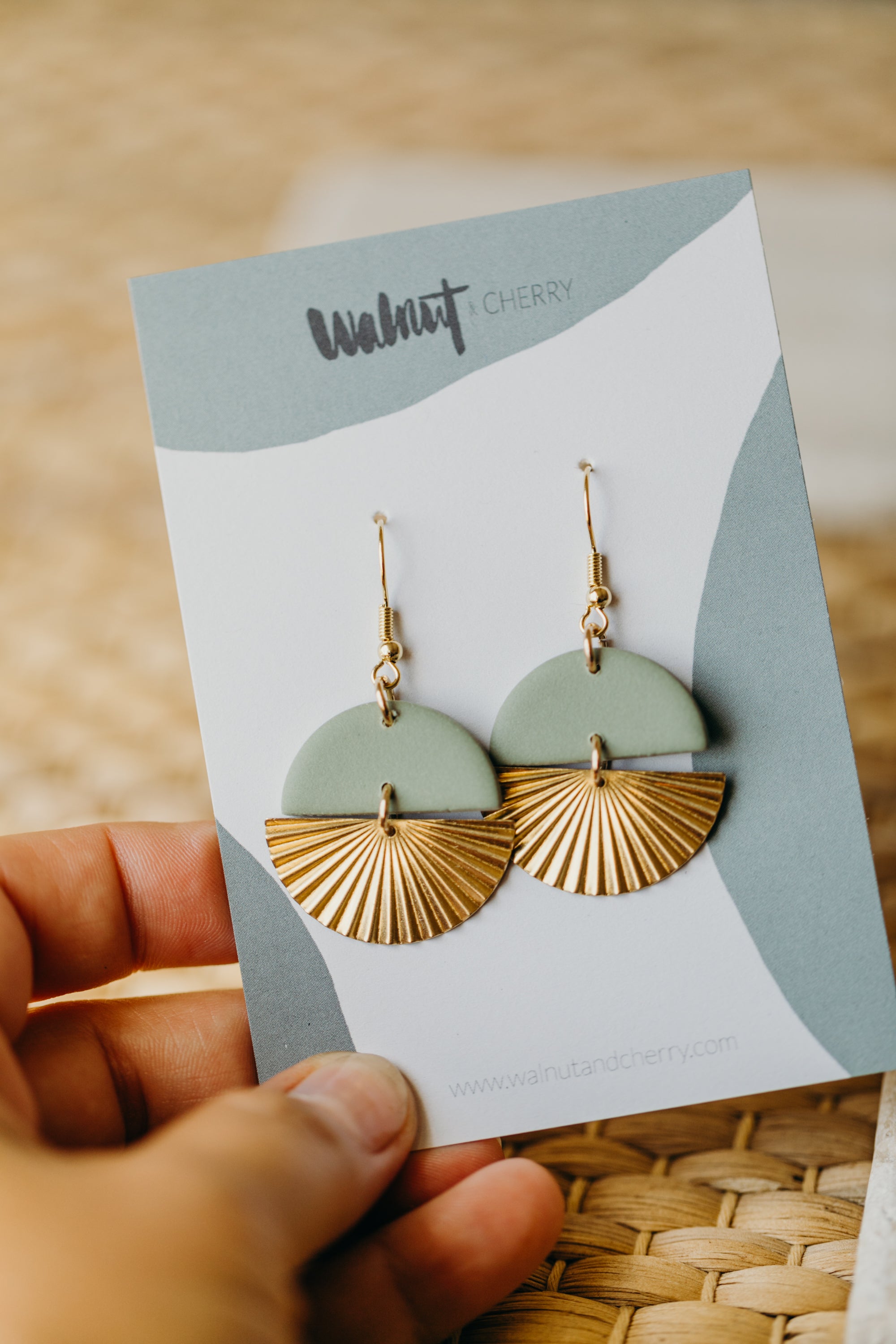 LILOU - Polymer Clay Earring in Eucalyptus Green