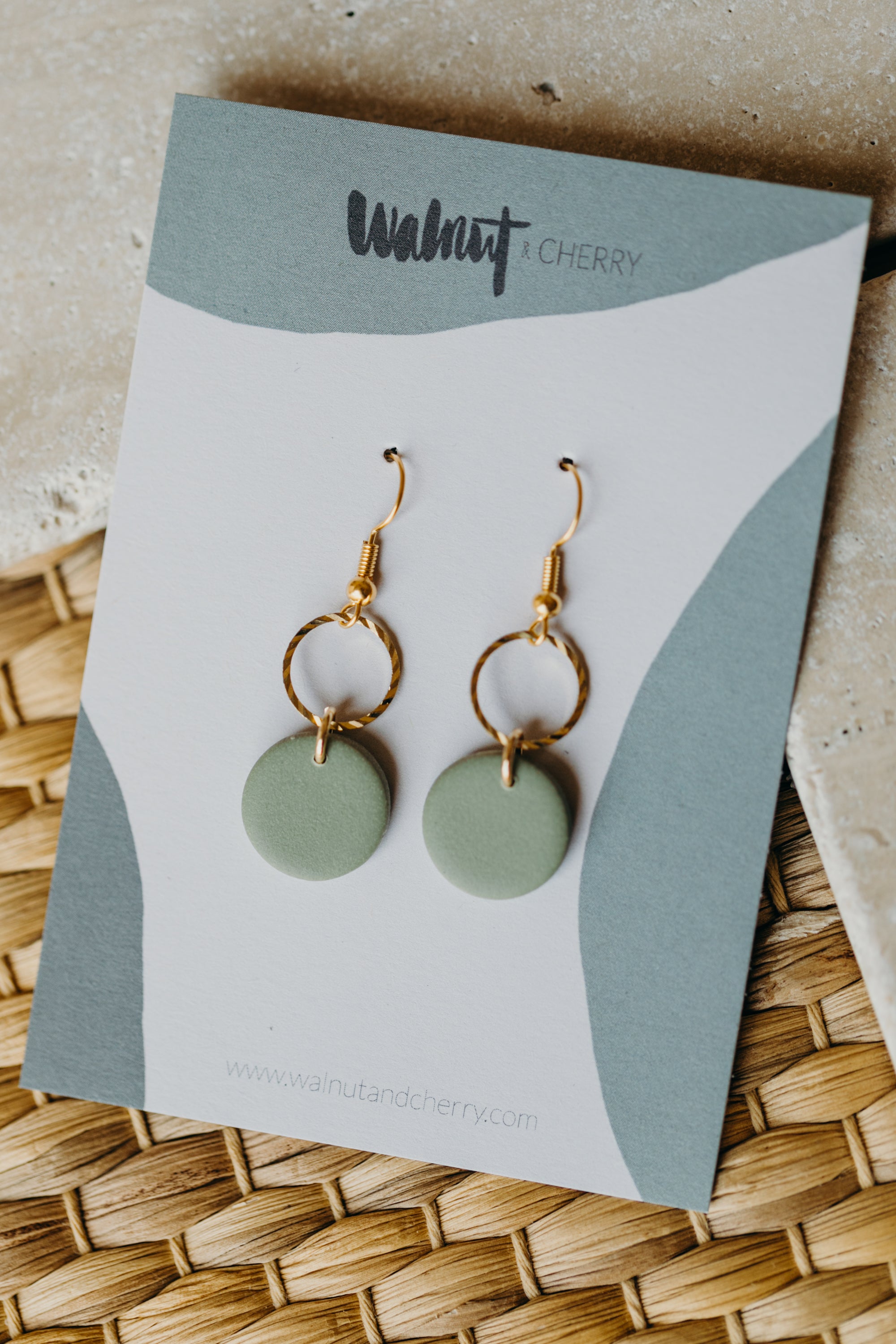PIPPA - Polymer clay earring in eucalyptus green