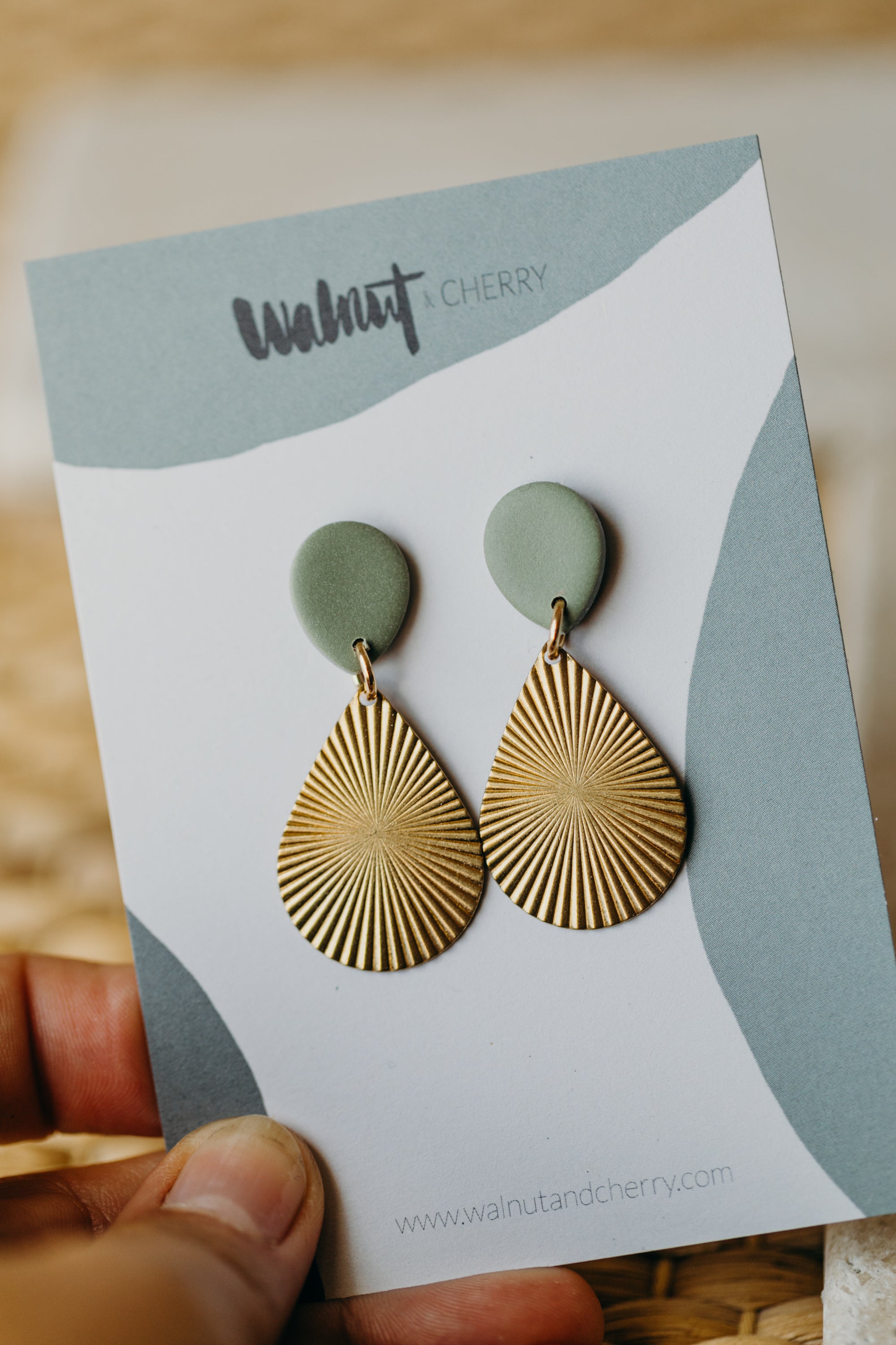 SEDA - Polymer Clay Earring in Eucalyptus Green