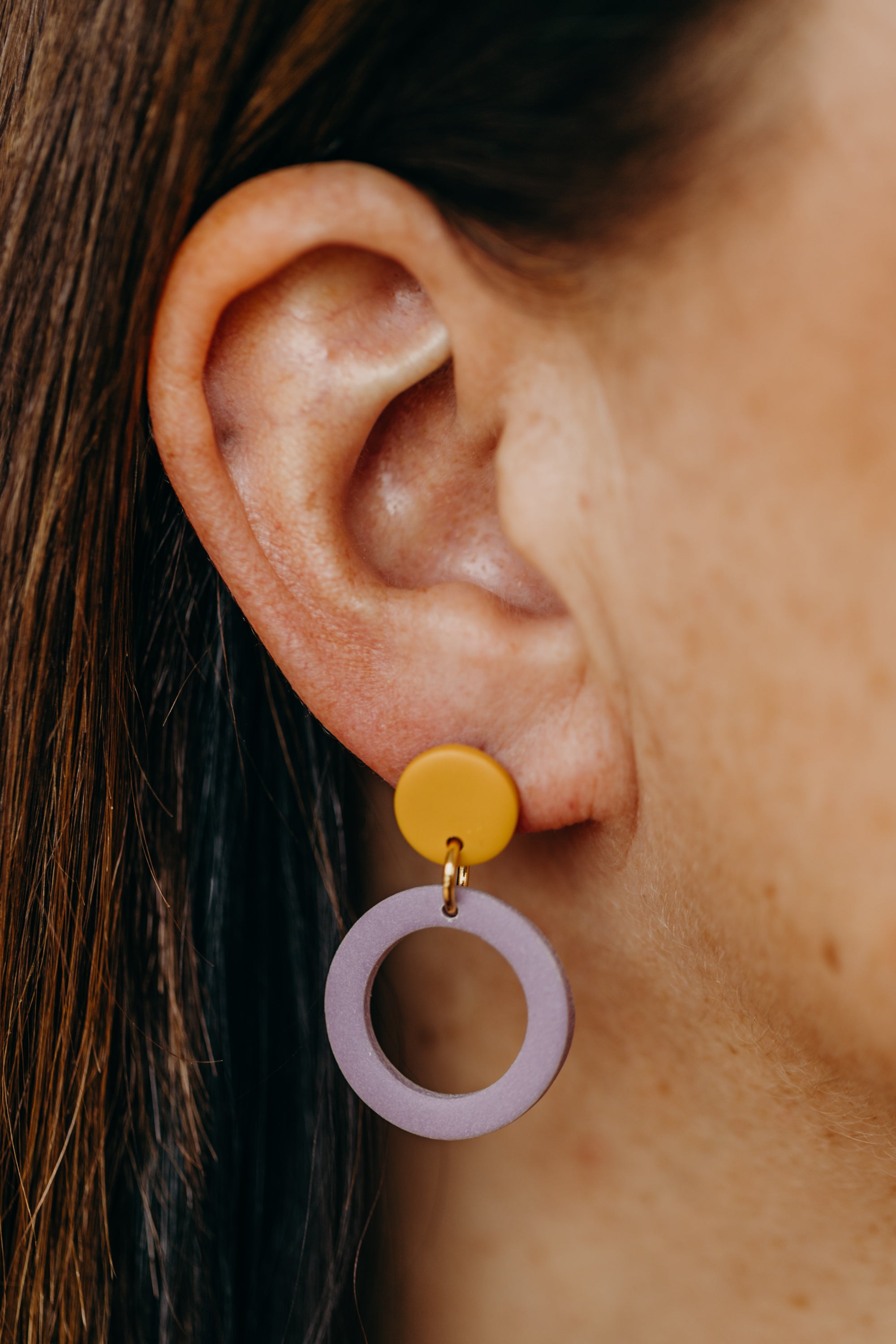 Francesca - Polymer clay earrings in orange, light purple and red