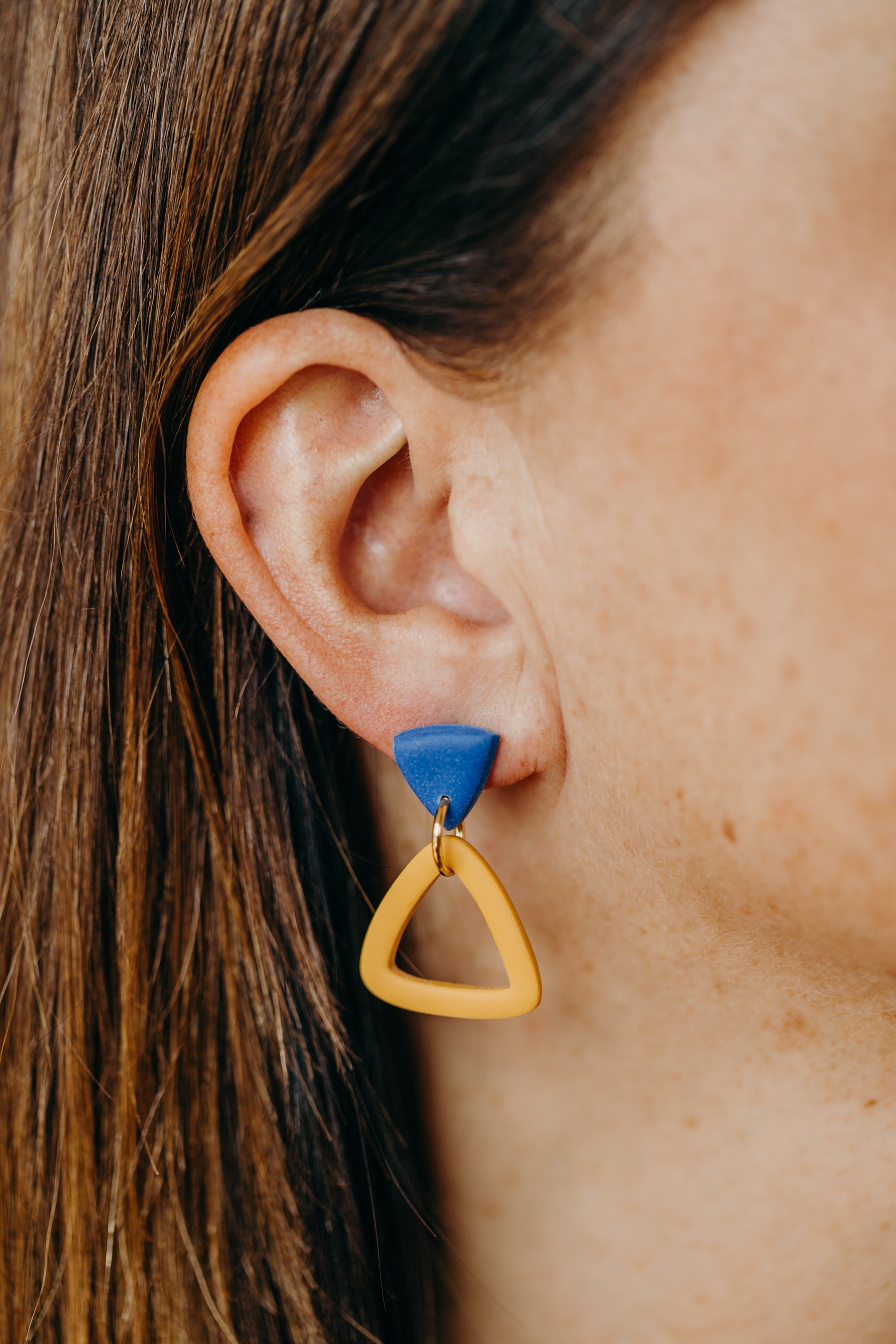 Francesca - Polymer clay earrings in orange, light purple and red